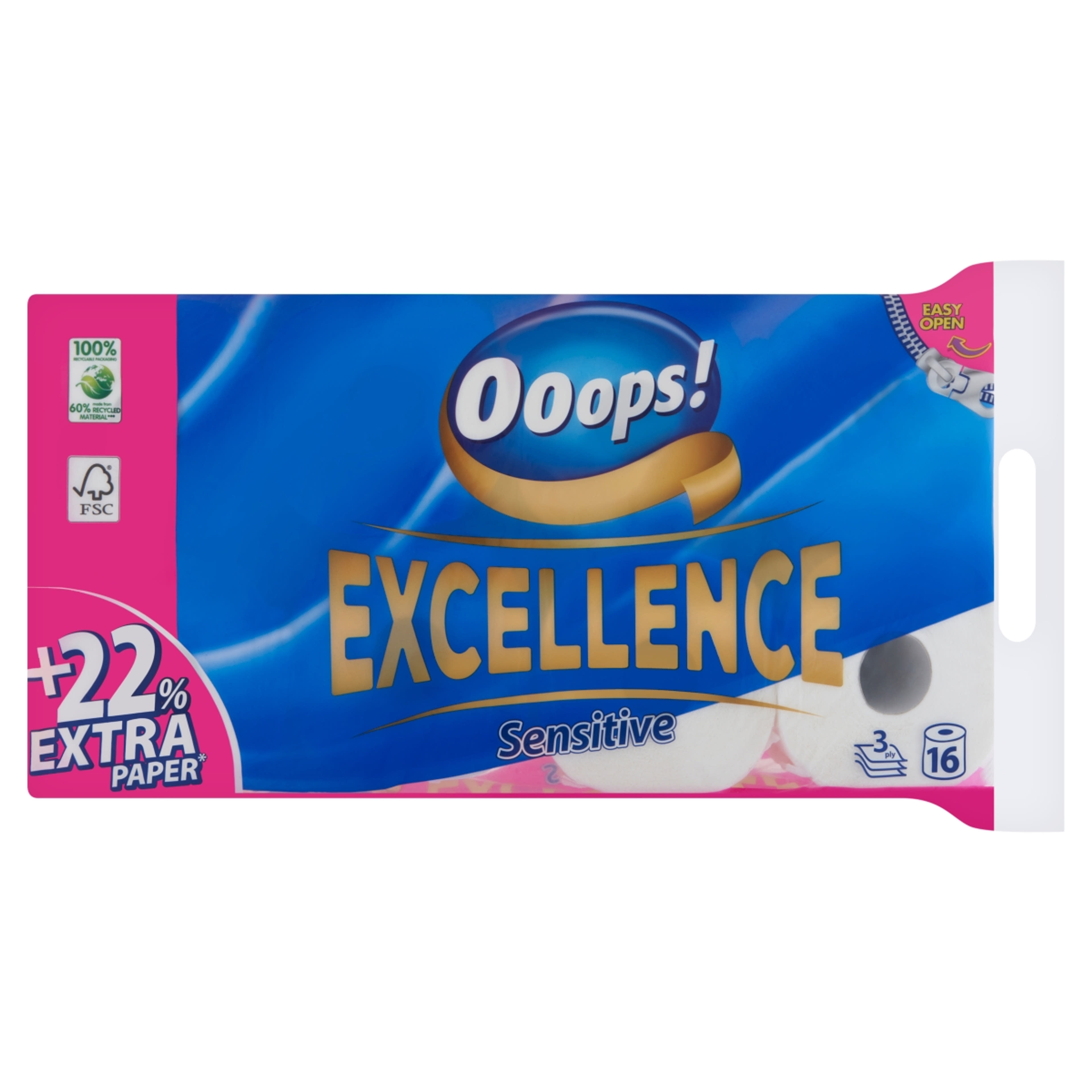 Ooops! Excellence 3 Rétegű Toalettpapír - 16 db