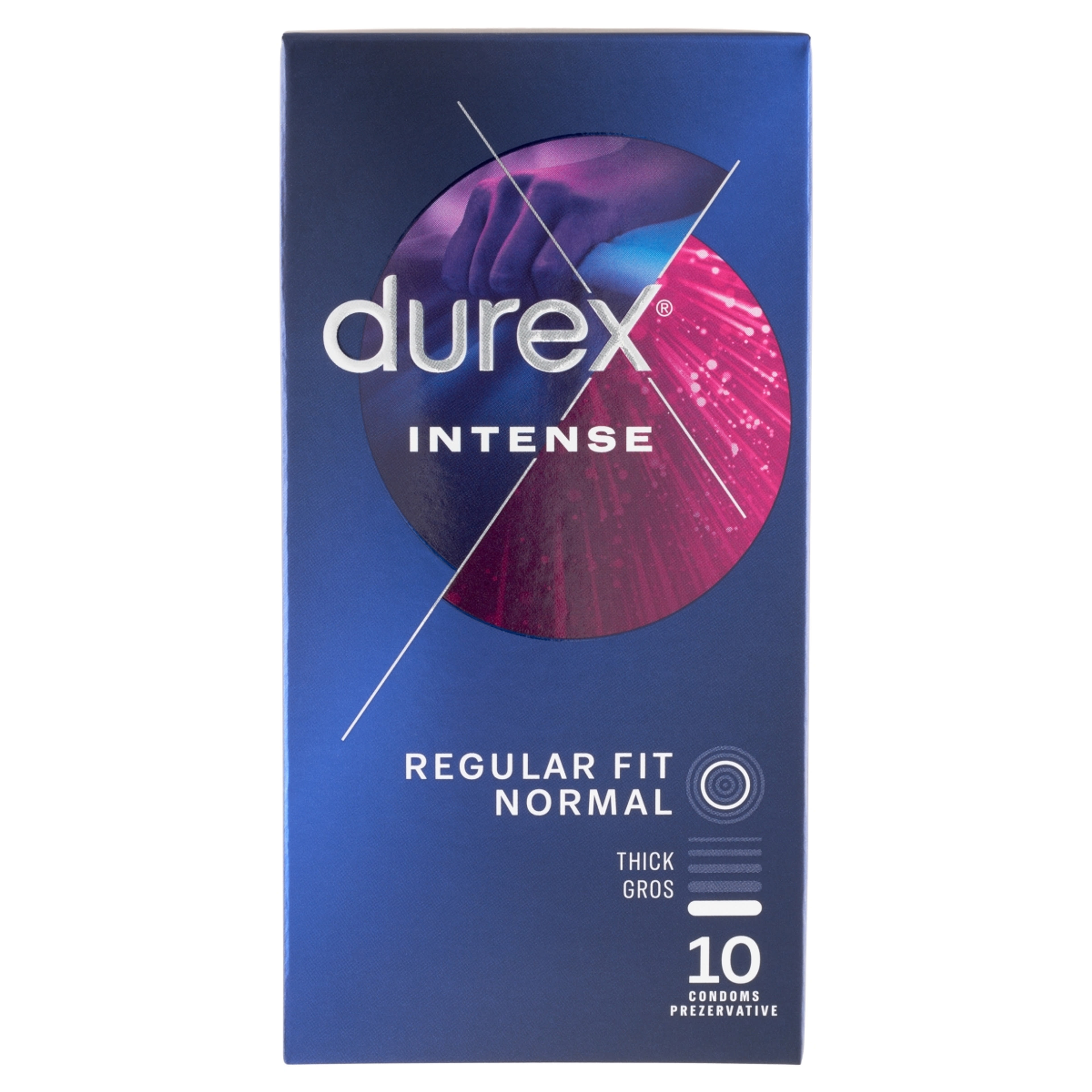 Durex Intense Orgasmic bordázott és pontozott óvszer stimuláló síkosítóval - 10 db