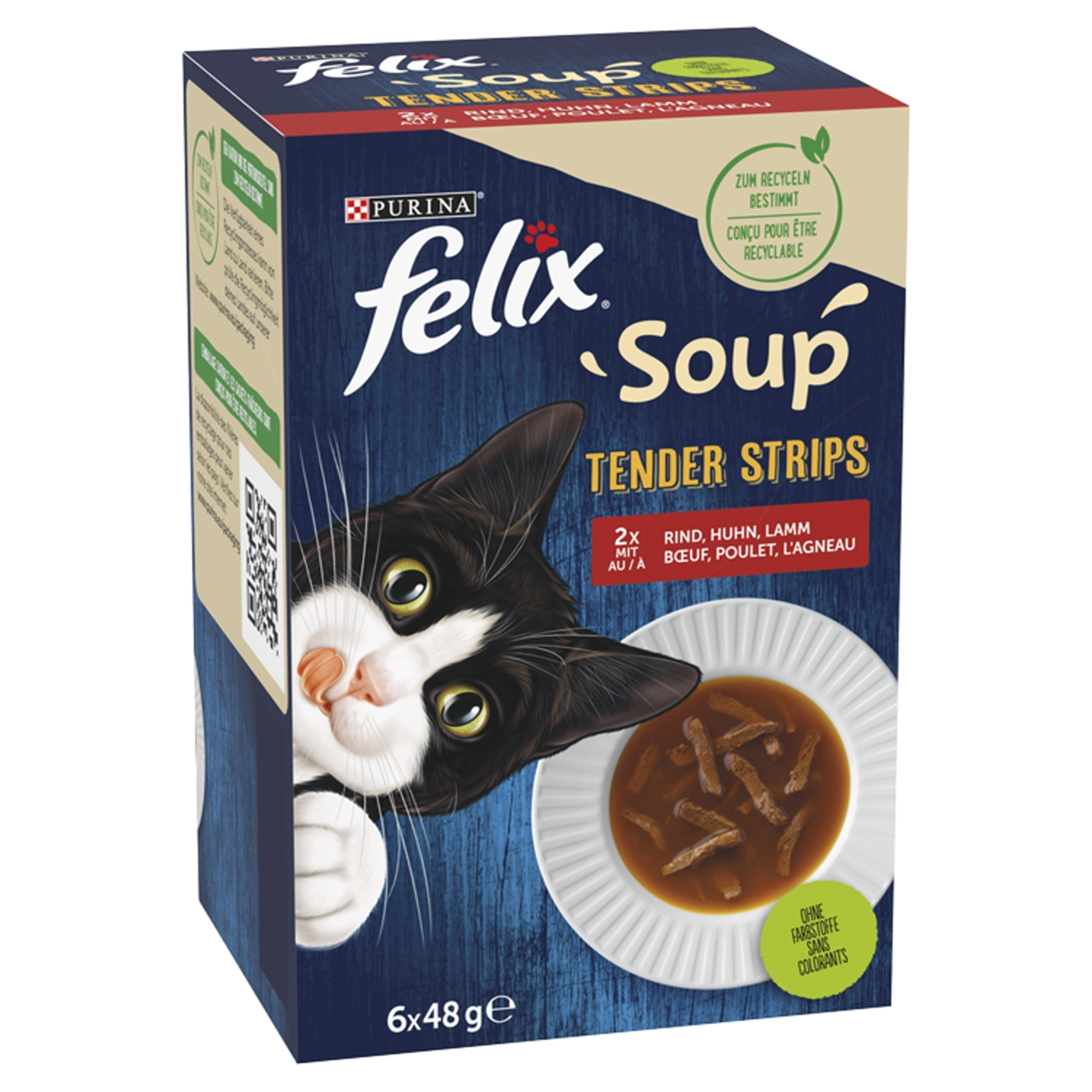 Felix Soup Tender Strips Házias válogatás alutasak macskáknak 6 x 48 g - 288 g-2