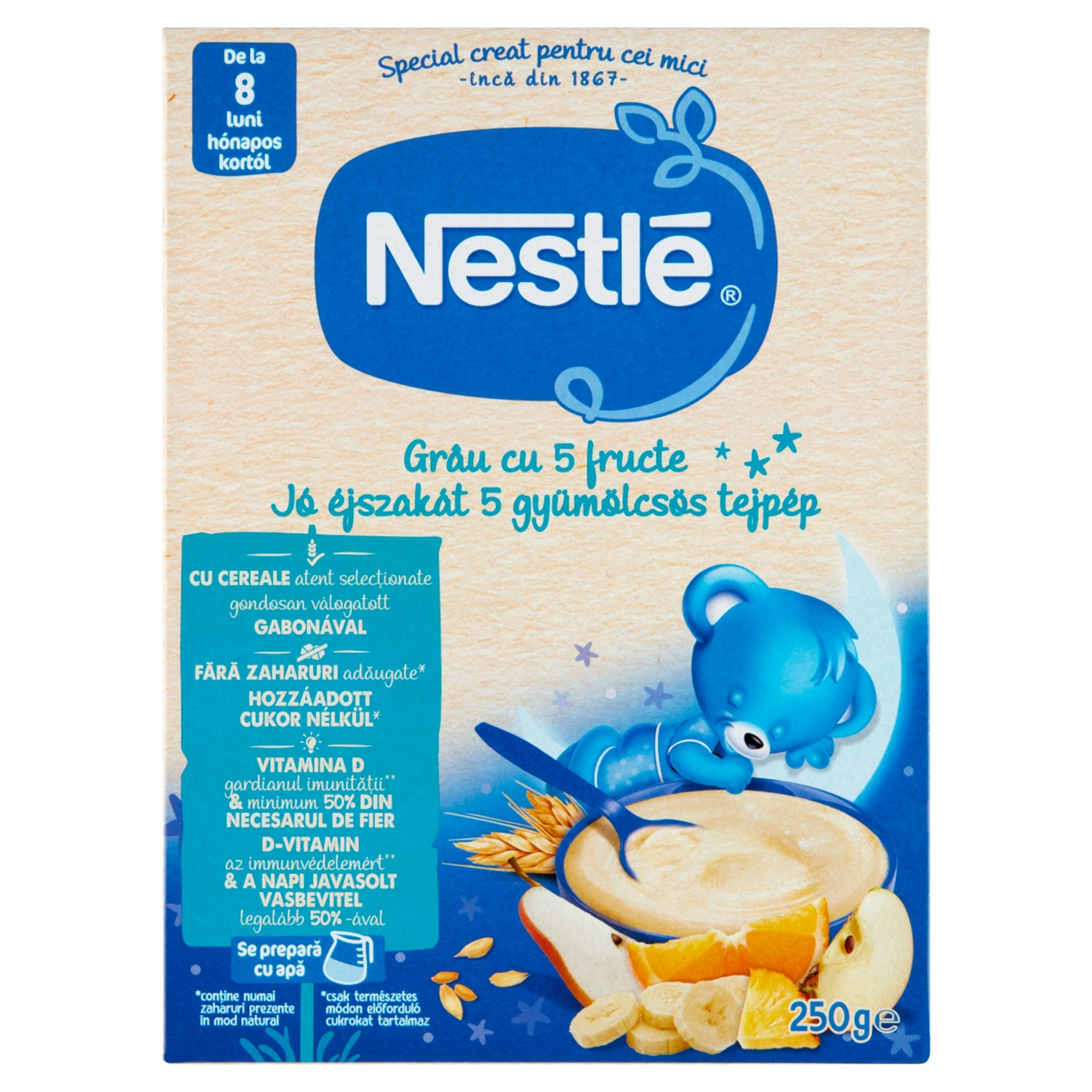 Nestle jó éjszakát 5 gyümölcsös tejpép 8 hónapos kortól - 250 g