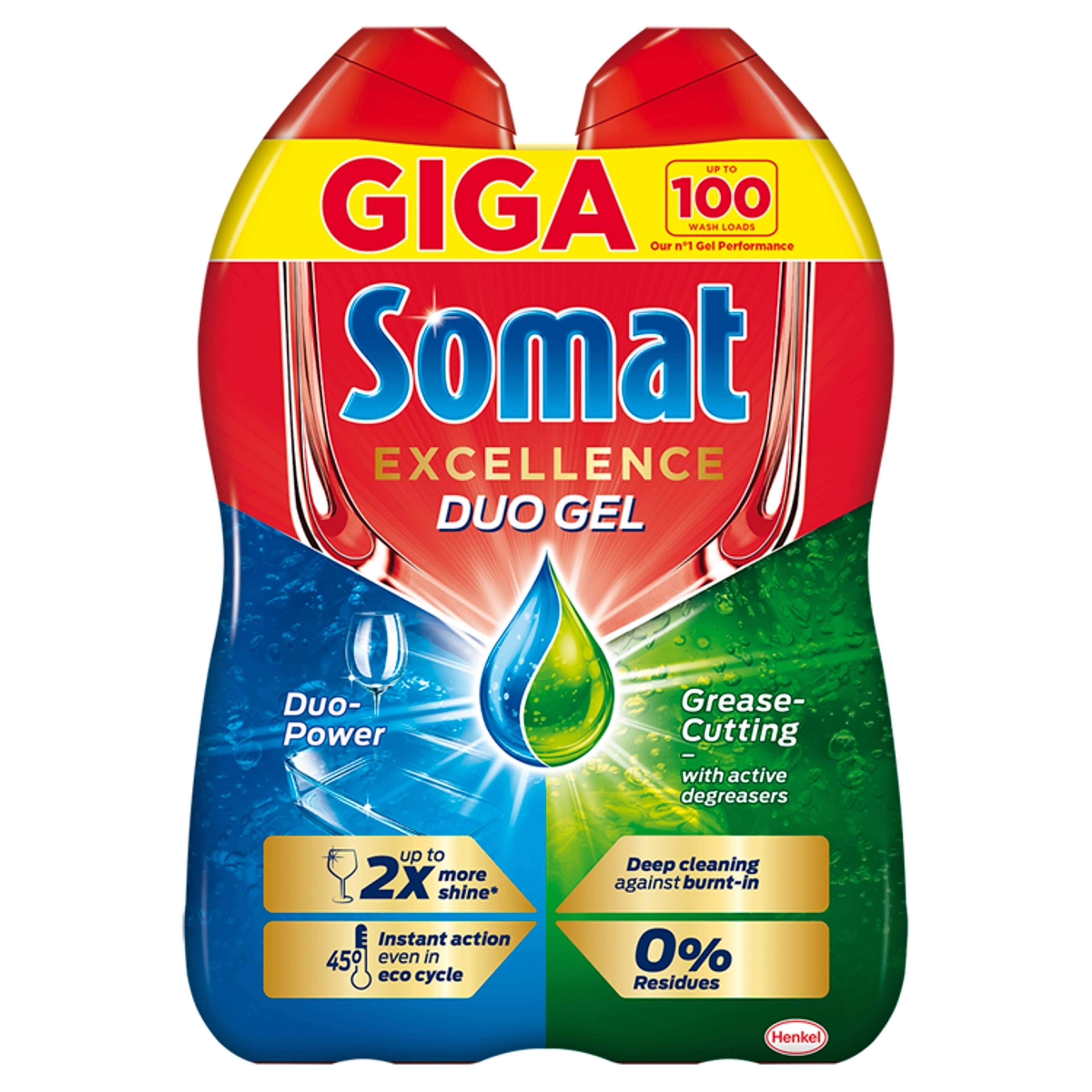 Somat Excellence Duo Gel Grease Cutting mosogatógél, 100 mosogatás (2 x 900) - 1800 ml