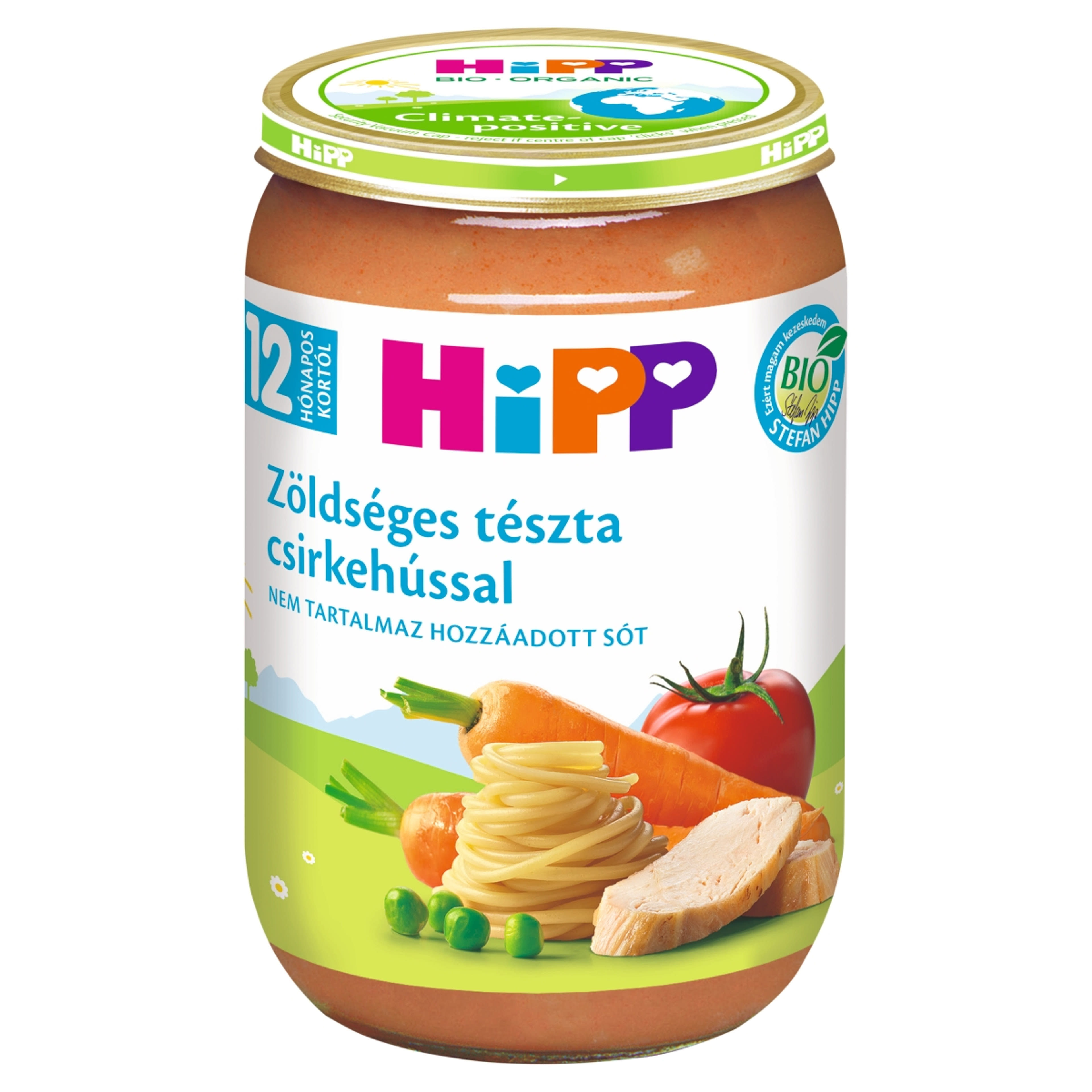 Hipp Bébiétel Zöldséges Tészta Csirkehús Ízesítéssel 12 Hónapos Kortól - 220 g-1