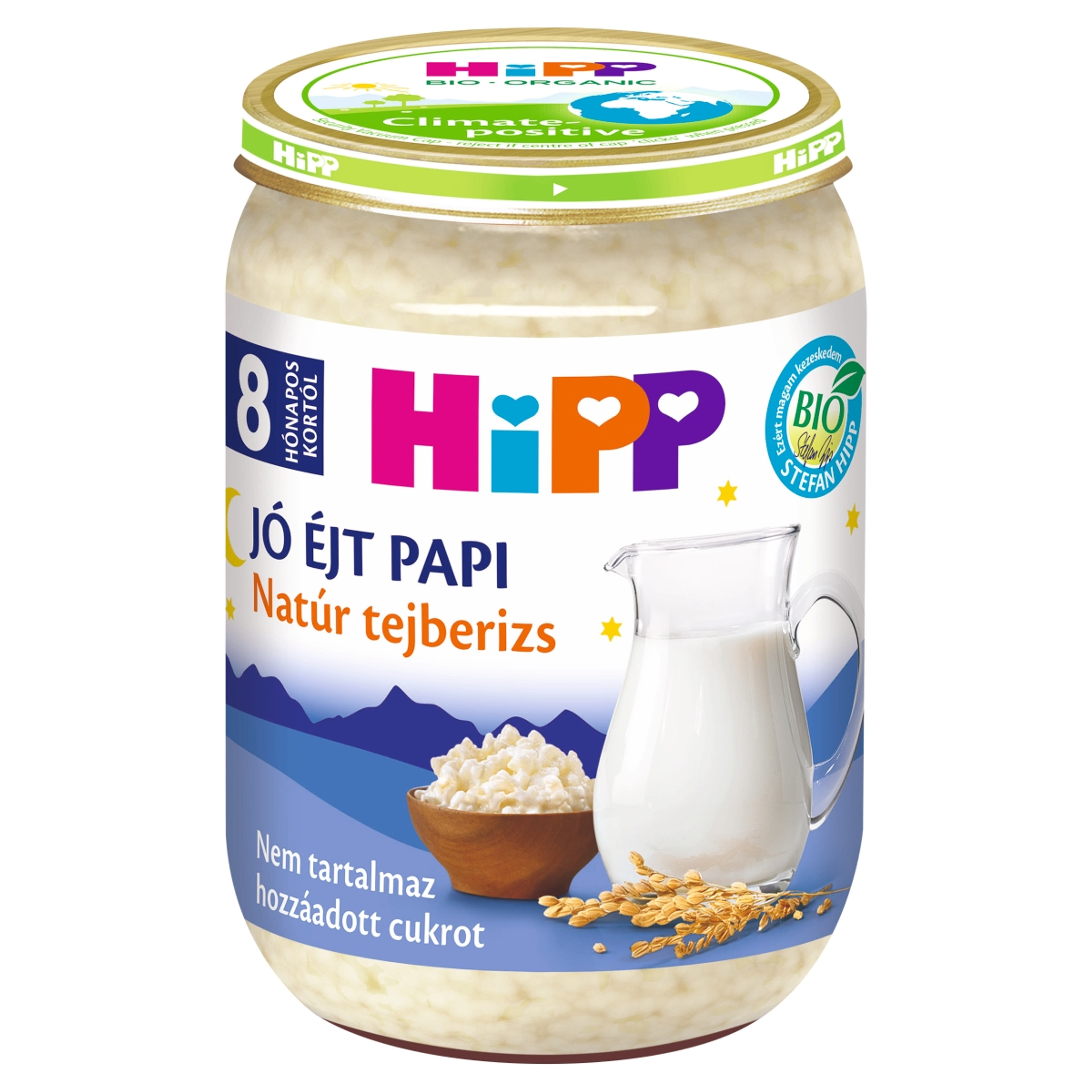 Hipp Jó Éjt Papi Natúr Tejberizs 8 Hónapos Kortól - 190 g-1