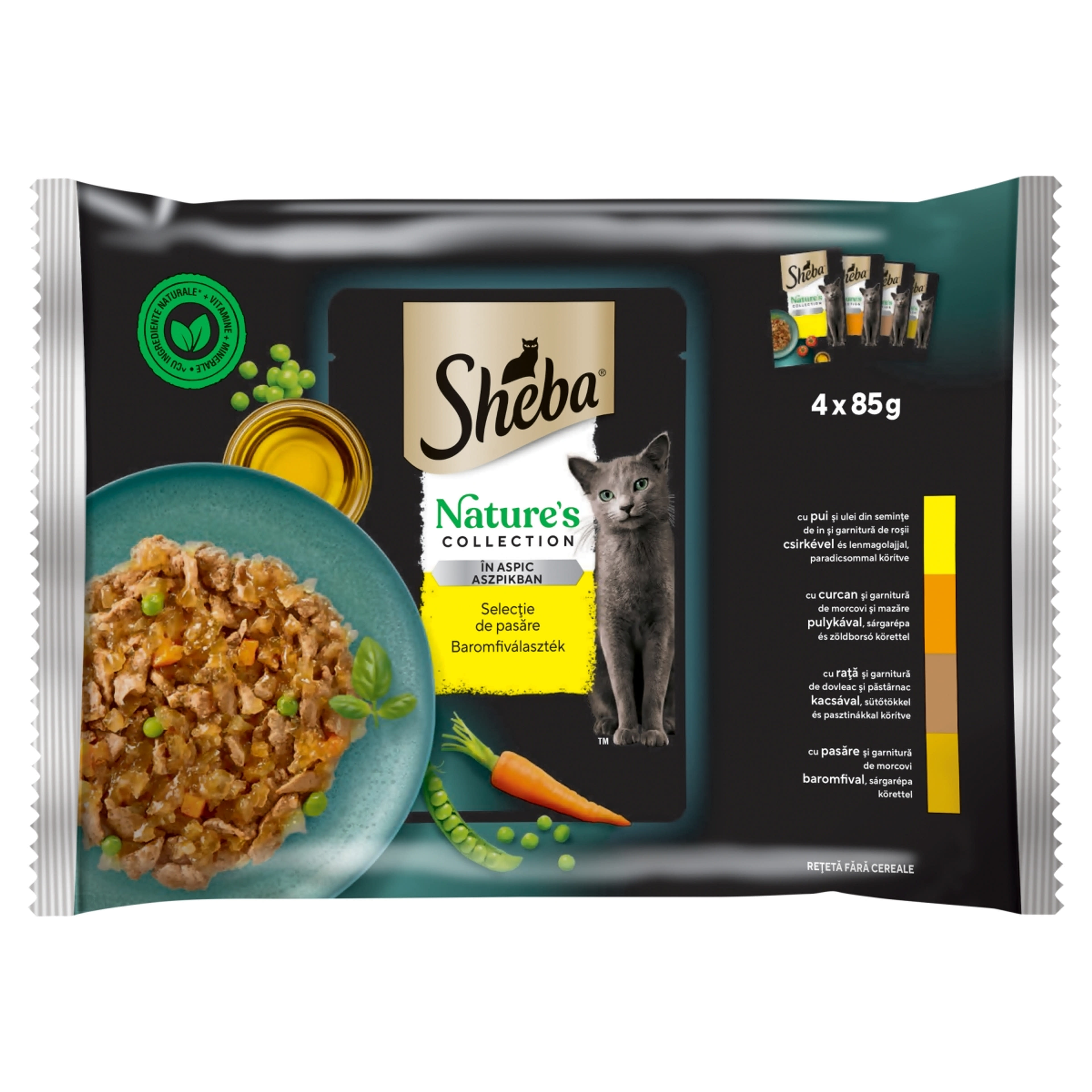 Sheba Nature's Collection baromfiválaszték teljes értékű nedves eledel felnőtt macskáknak 4 x 85 g - 340 g