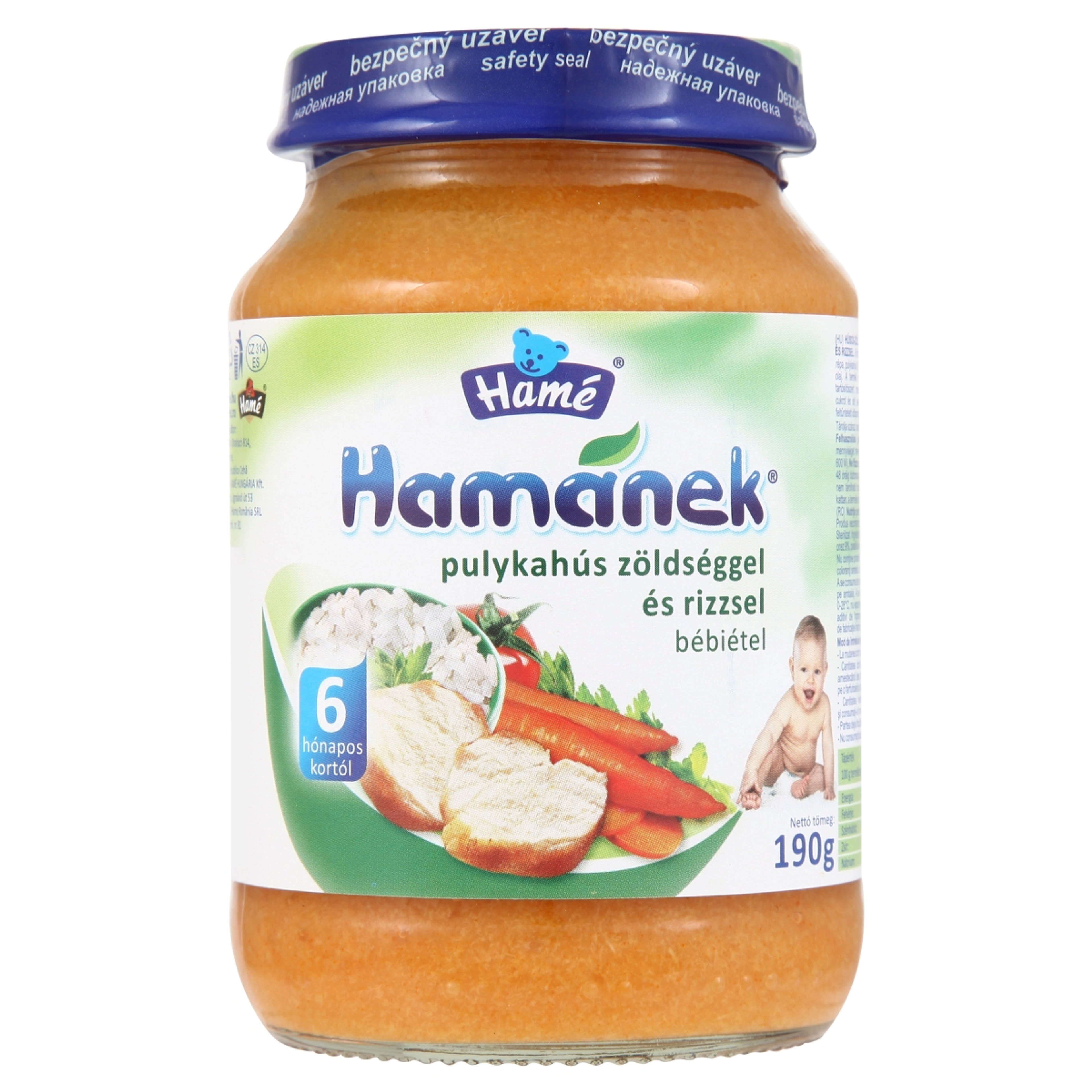 Hamánek Bébiétel Pulykahús Zöldséggel És Rizzsel 4 Hónapos Kortól - 190 g-1