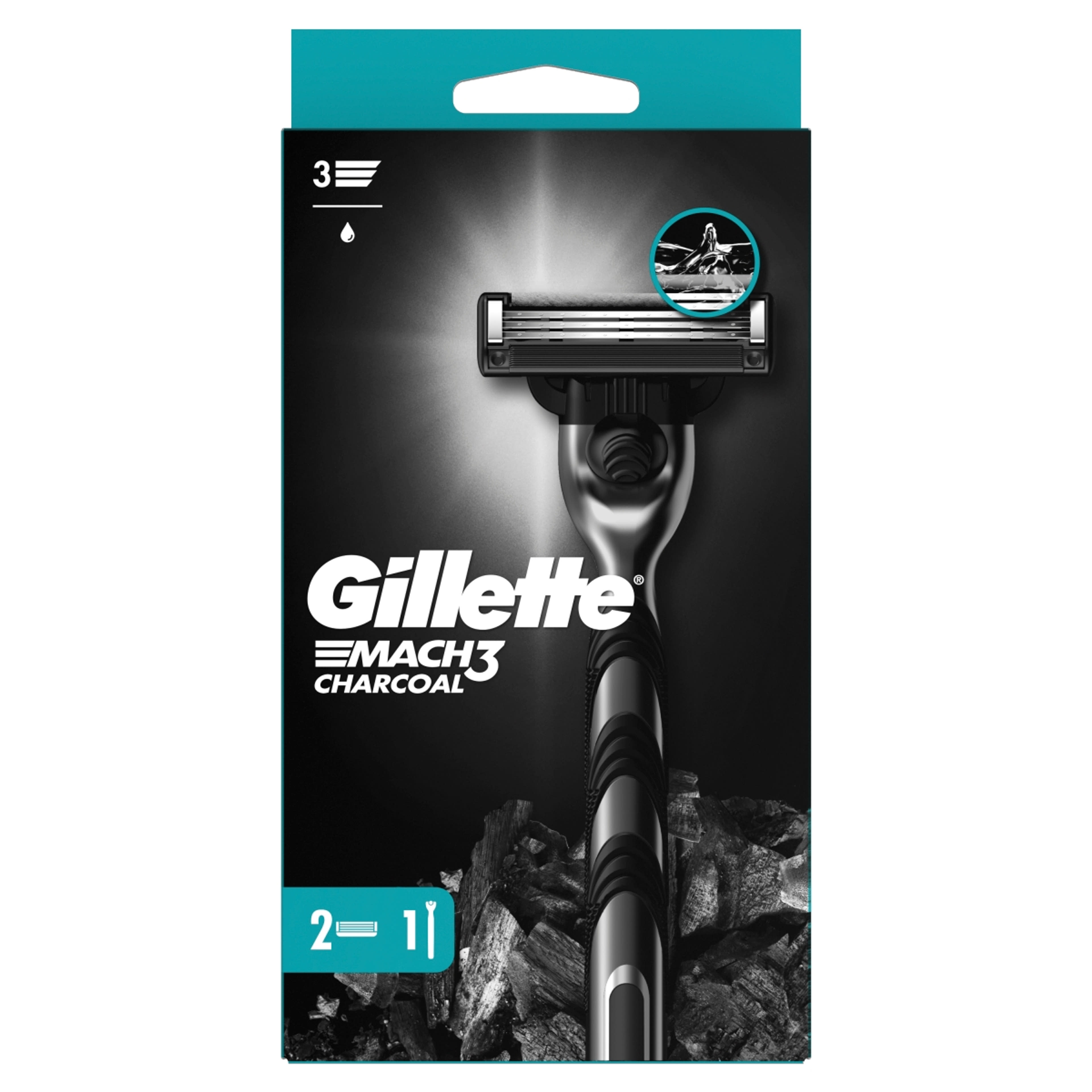 Gillette Mach3 Charcoal borotva készülék + 2 db betét - 1 db