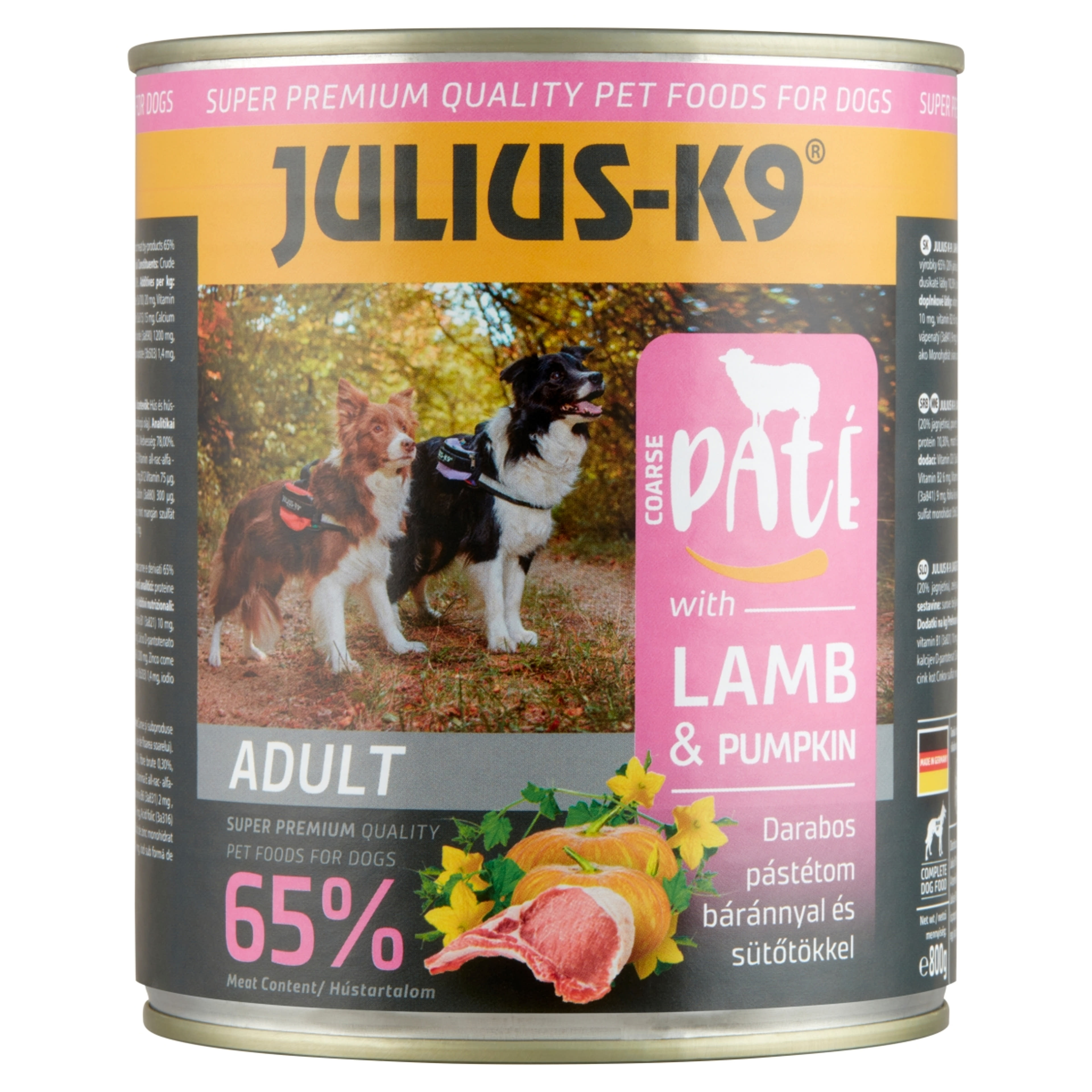 Julius-K9 konzerv kutyáknak, bárány-sütőtök - 800 g-1