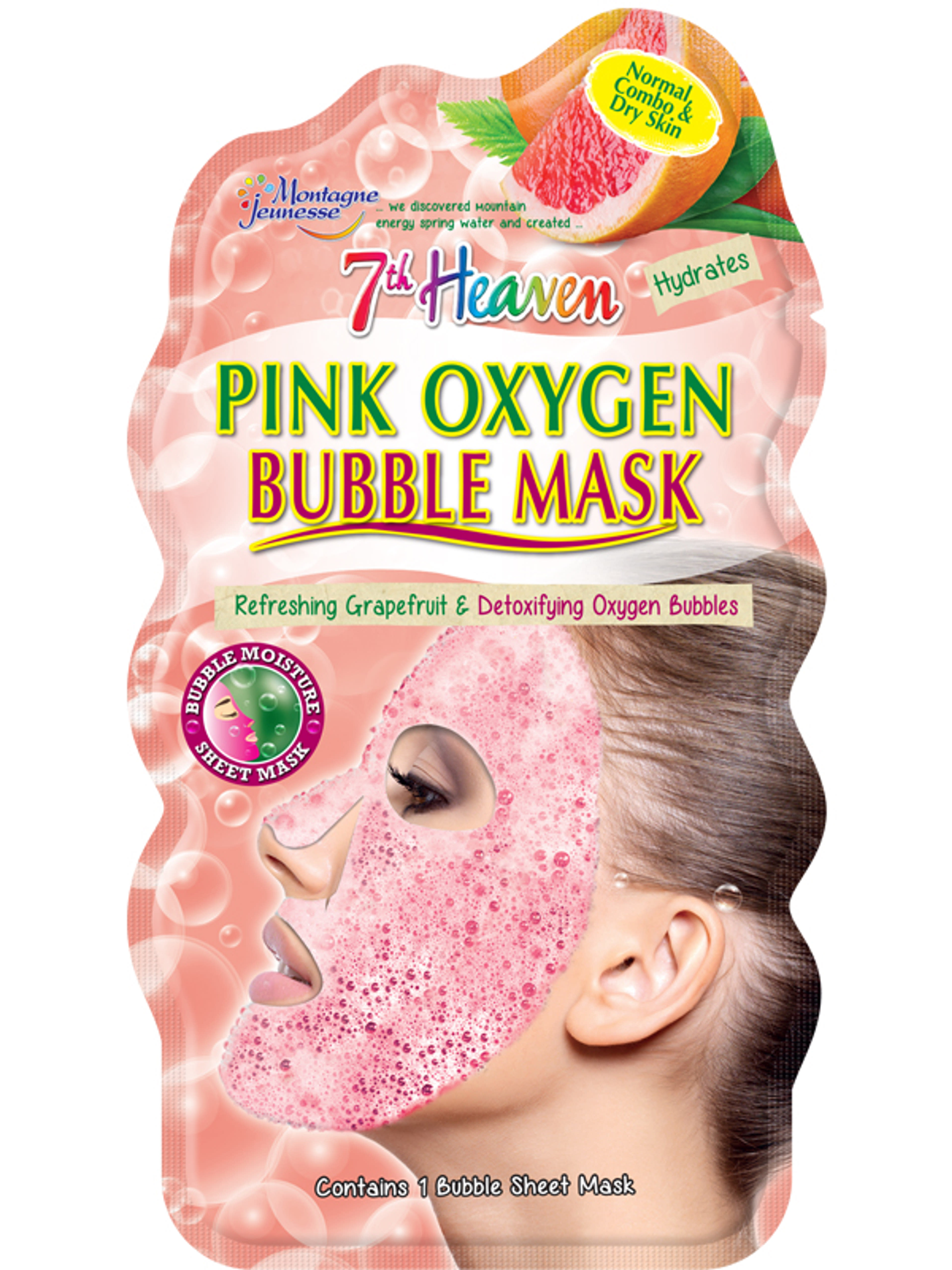 7th Heaven rózsaszín oxigén buborék szövet maszk - 1 db