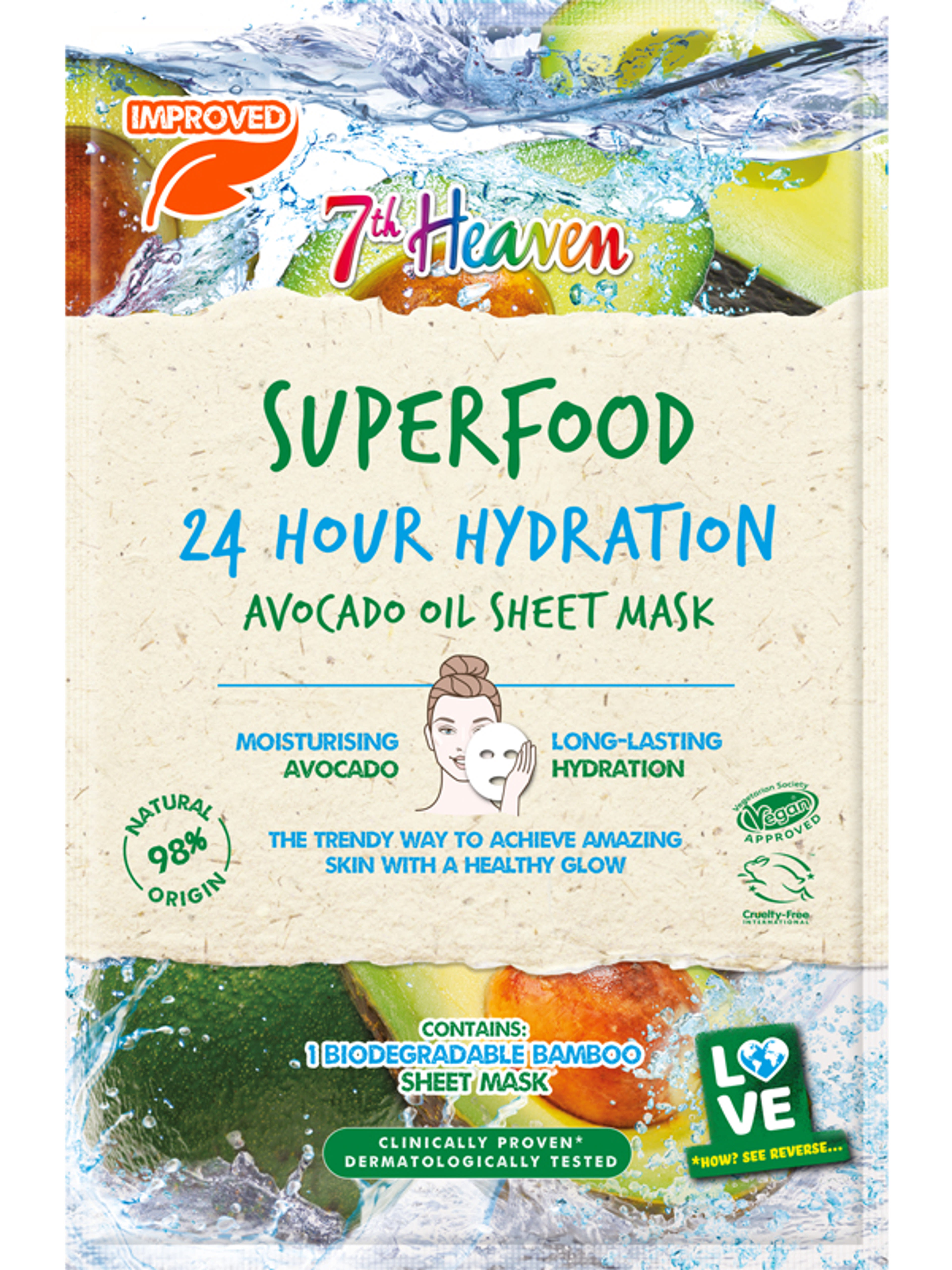 7th Heaven SuperFood 24 órás hidratáló-avokádó szövet maszk - 1 db