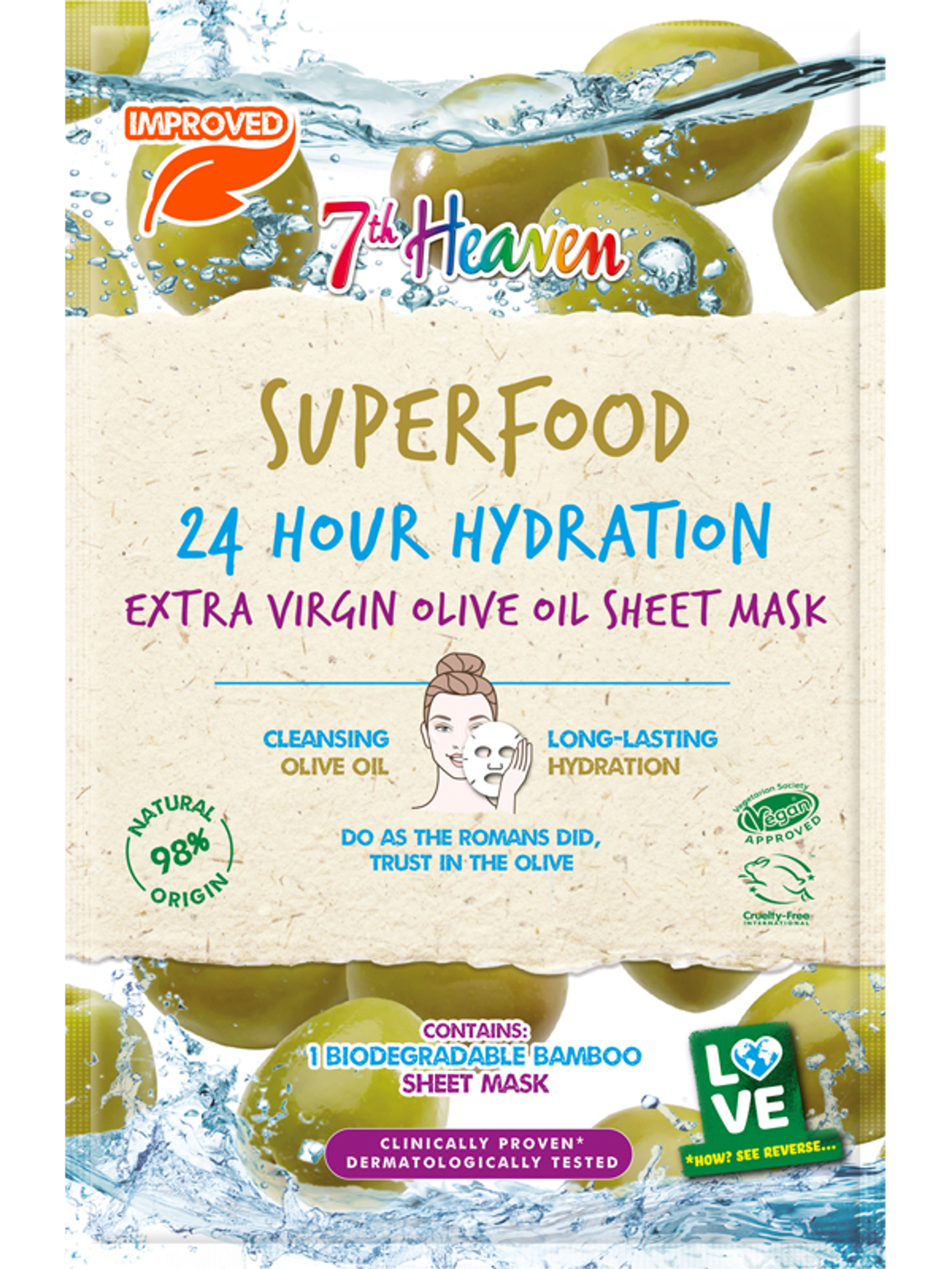 7th Heaven SuperFood 24 órás hidratáló-oliva olaj szövetmaszk - 1 db
