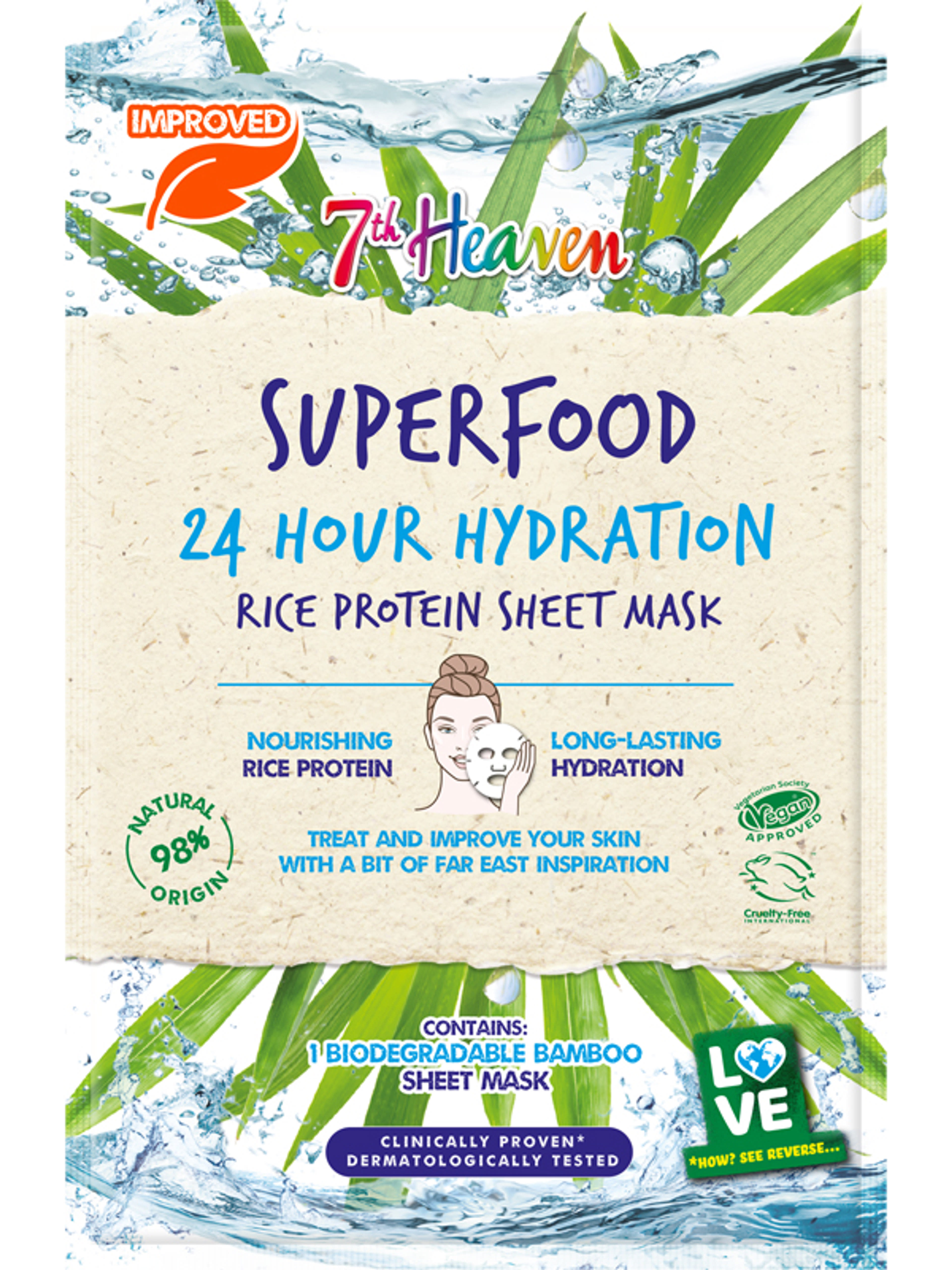 7th Heaven SuperFood 24 órás hidratáló-rizsprotein szövetmaszk - 1 db