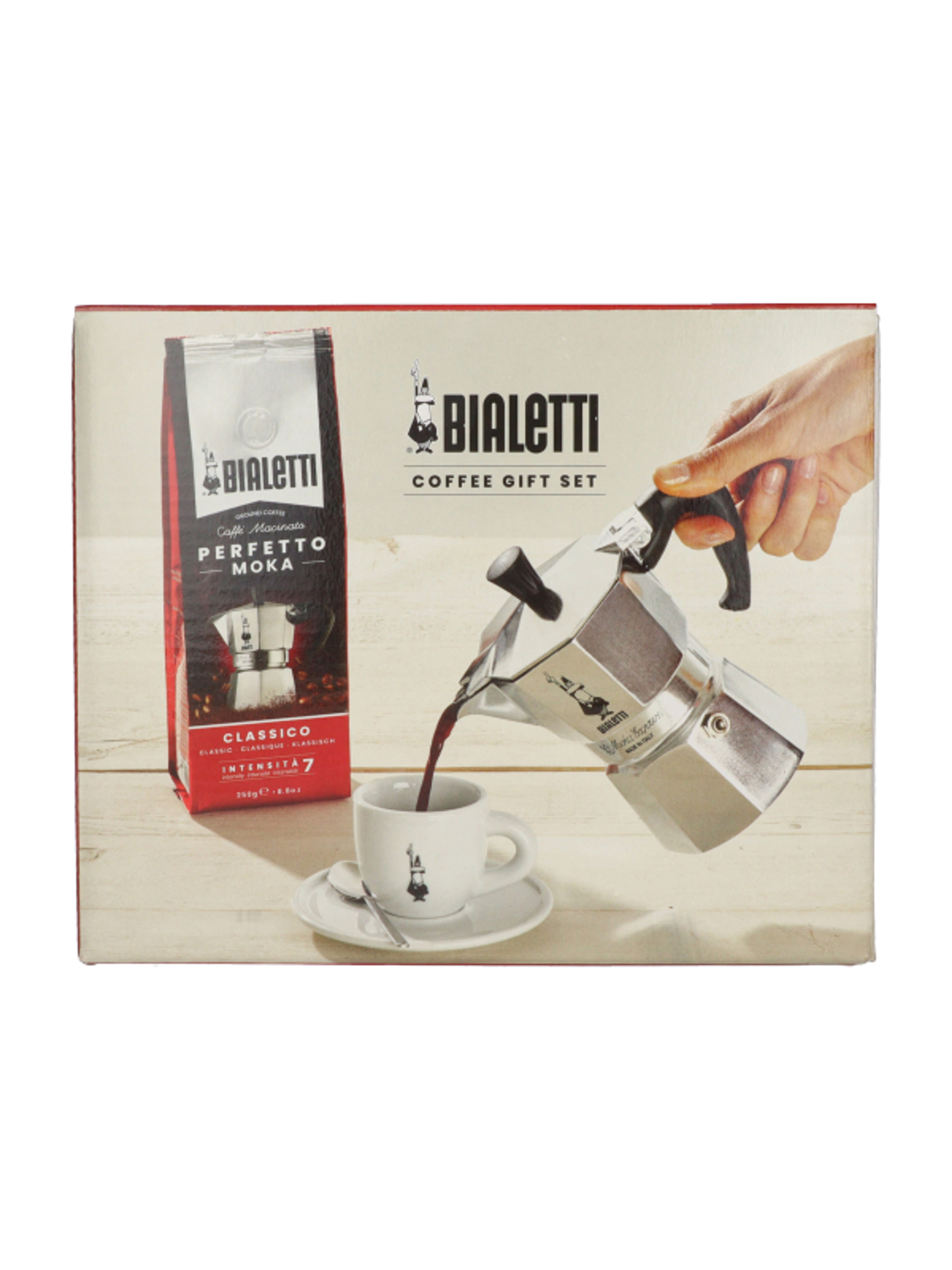 Bialetti Moka Express kotyogós kavéfőző 3 adagos és Perfetto Moka Classico őrölt kávé 250 g - 1 db