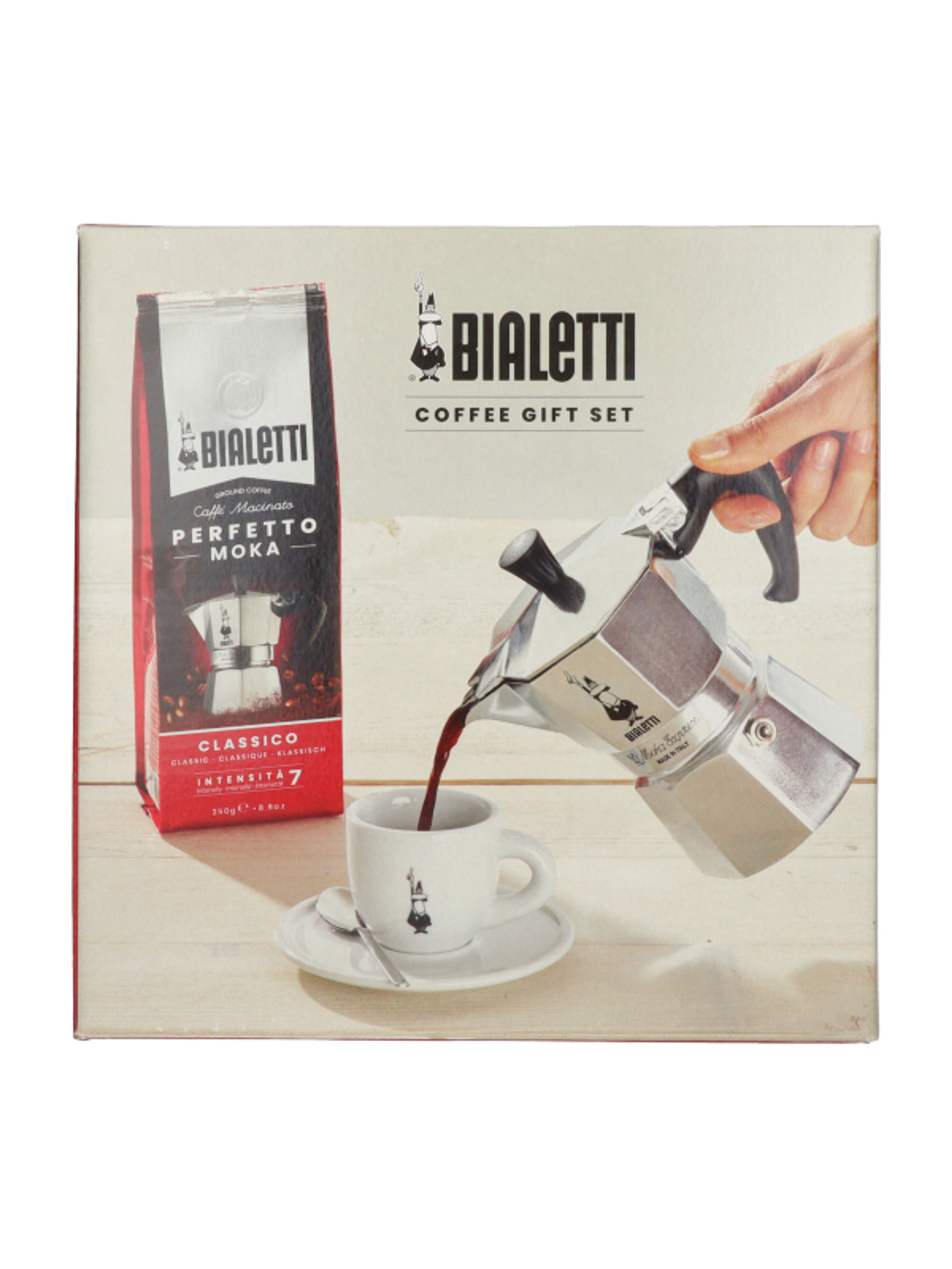Bialetti Moka Express kotyogós kávéfőző 6 adagos és Perfetto Moka Classico őrölt kávé 250 g - 1 db