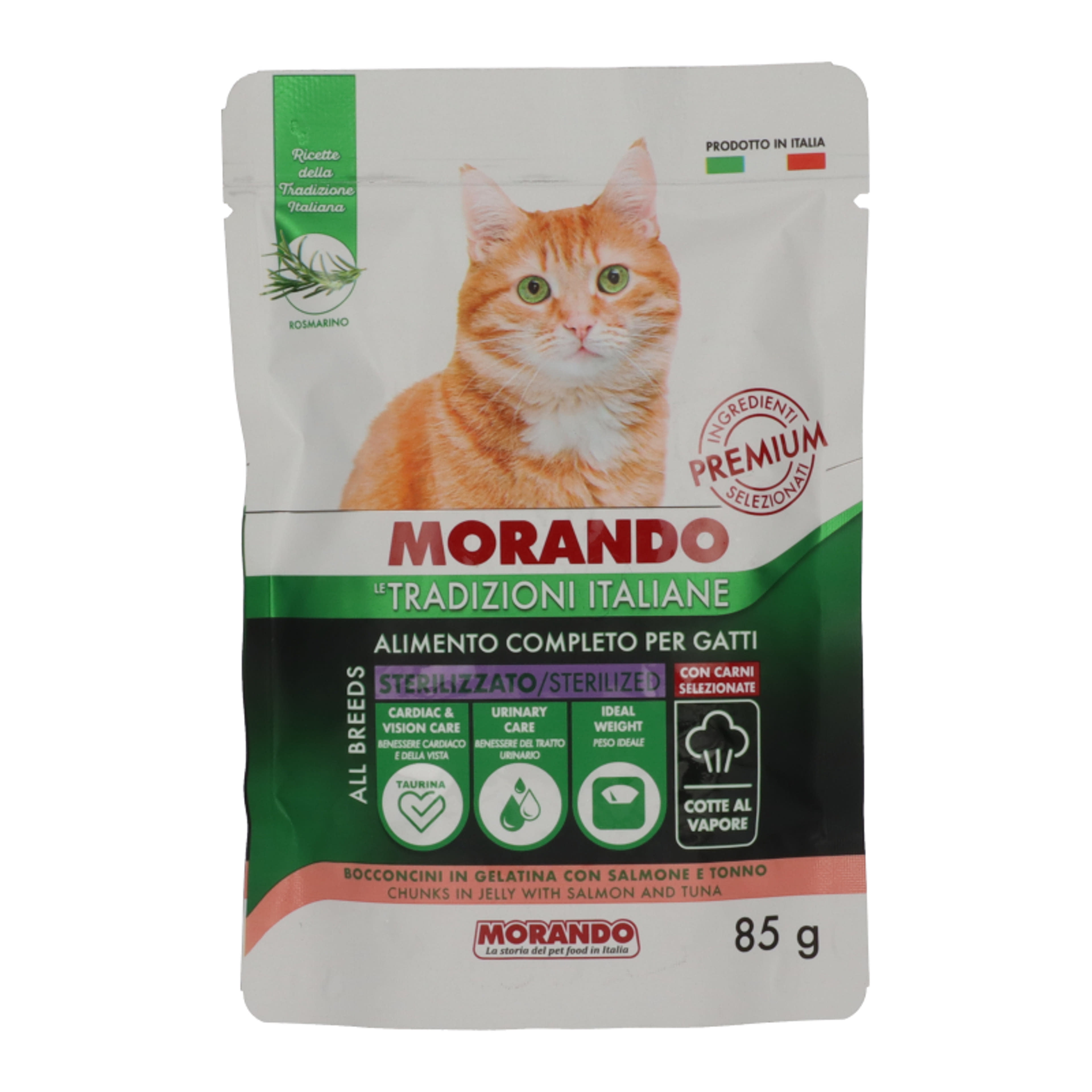 Morando zselés alutasak  macskáknak tonhallal és lazaccal - 85 g-1