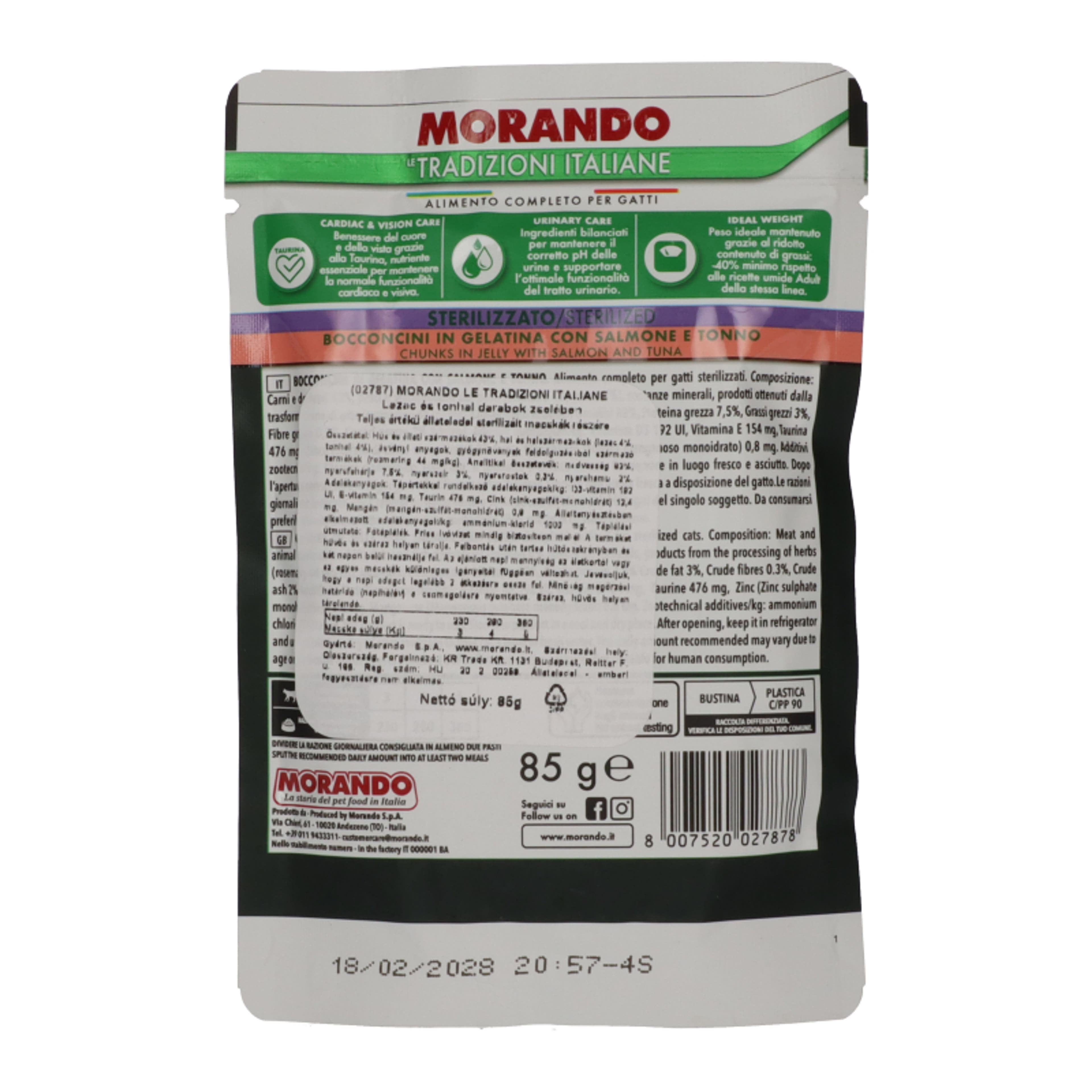 Morando zselés alutasak  macskáknak tonhallal és lazaccal - 85 g-2