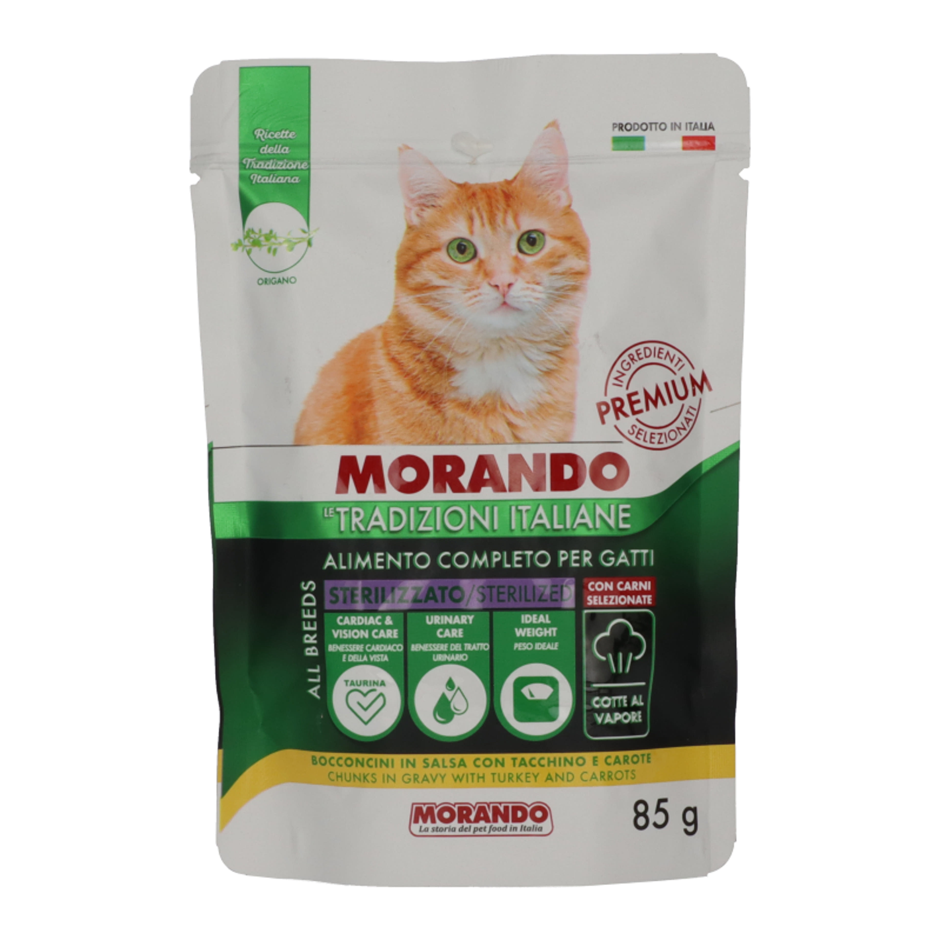Morando zselés alutasak  macskáknak pulykával és sárgarépával - 85 g-1