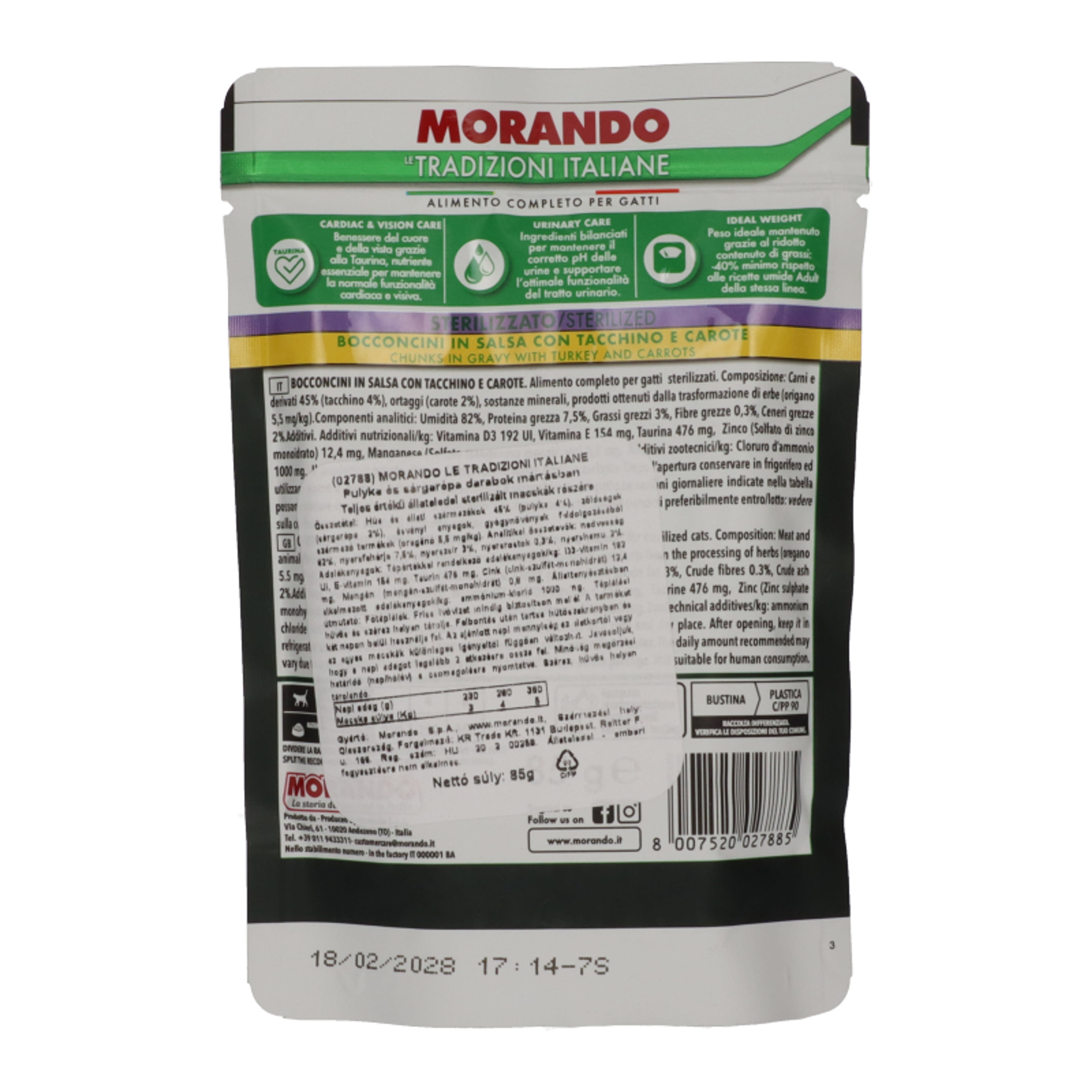 Morando zselés alutasak  macskáknak pulykával és sárgarépával - 85 g-2
