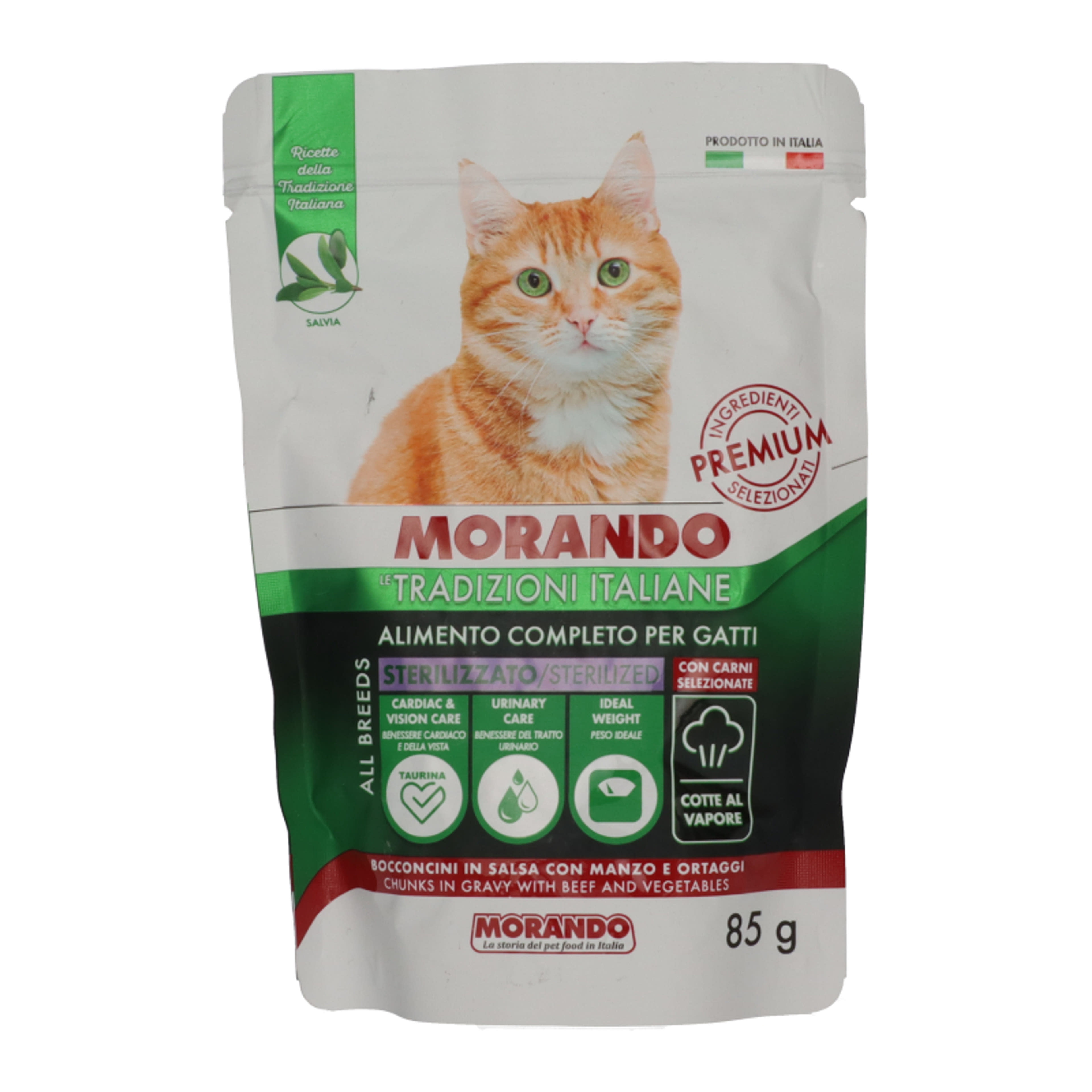 Morando zselés alutasak  macskáknak marhával és zöldségekkel - 85 g-1