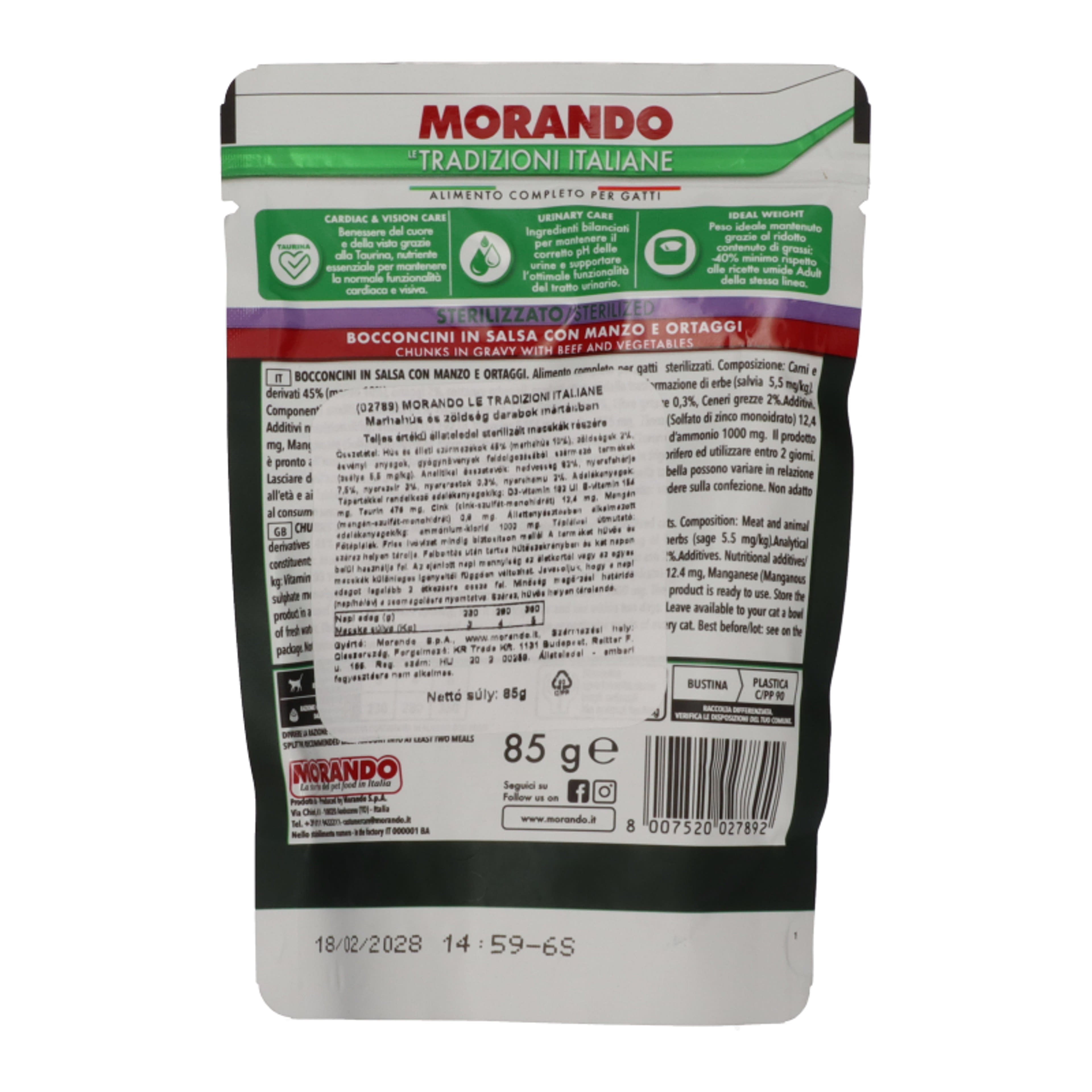 Morando zselés alutasak  macskáknak marhával és zöldségekkel - 85 g-2