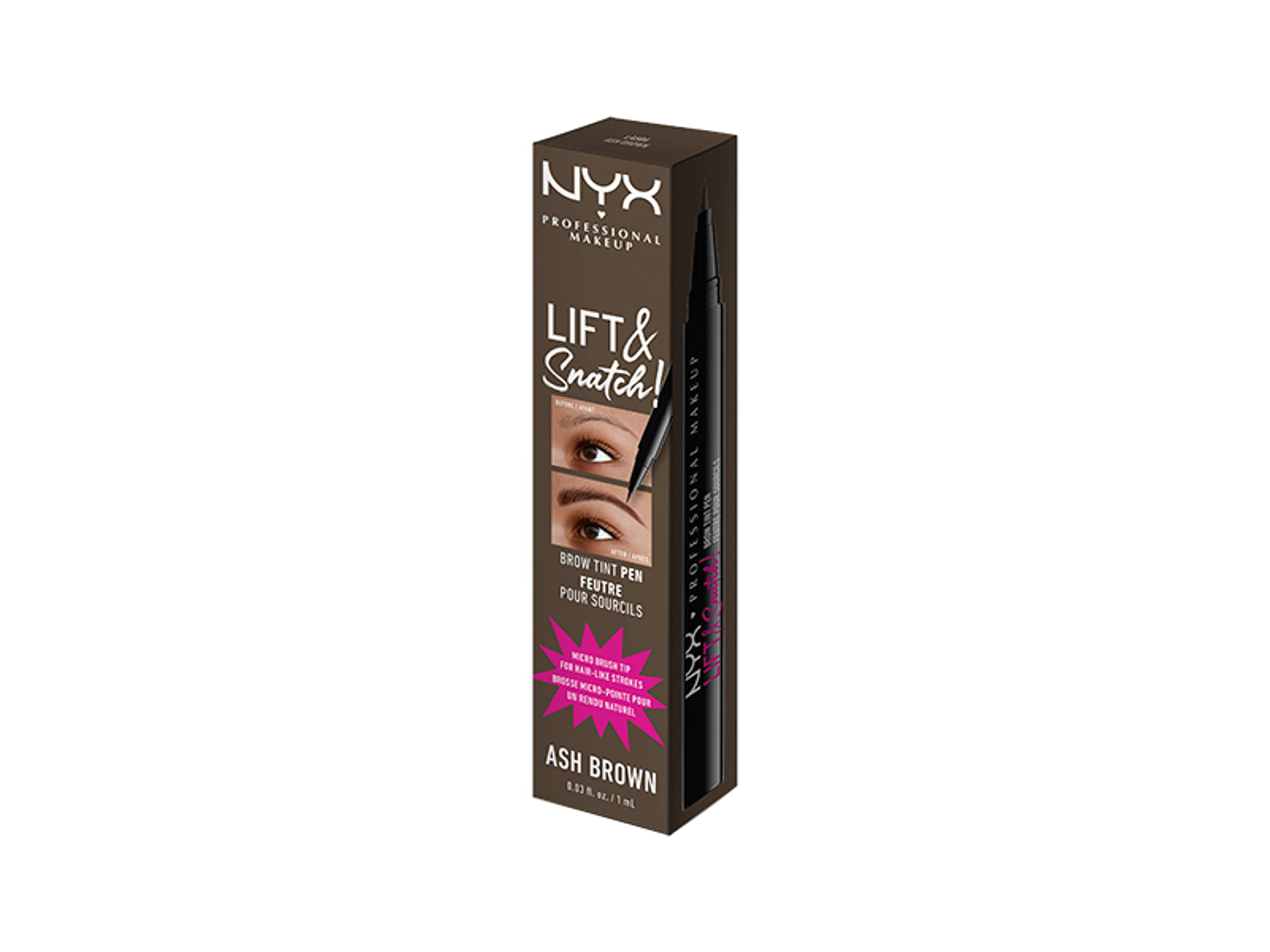 NYX Professional Makeup Lift N Snatch szemöldök tus, Ash Brown - 1 db