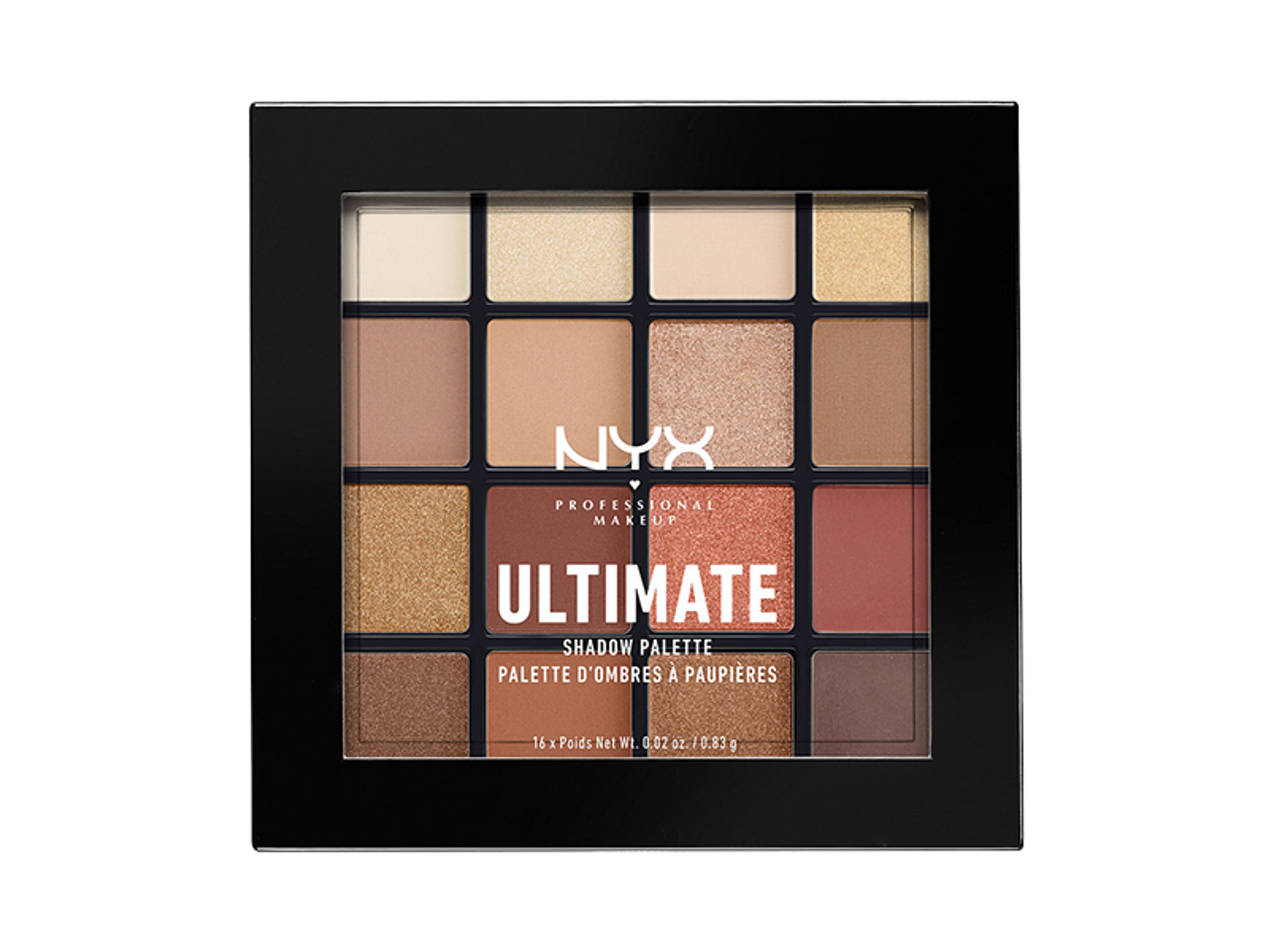 NYX Professional Makeup Ultimate Shadow Palette szemhéjpúder paletta, Warm Neutrals - 1 db