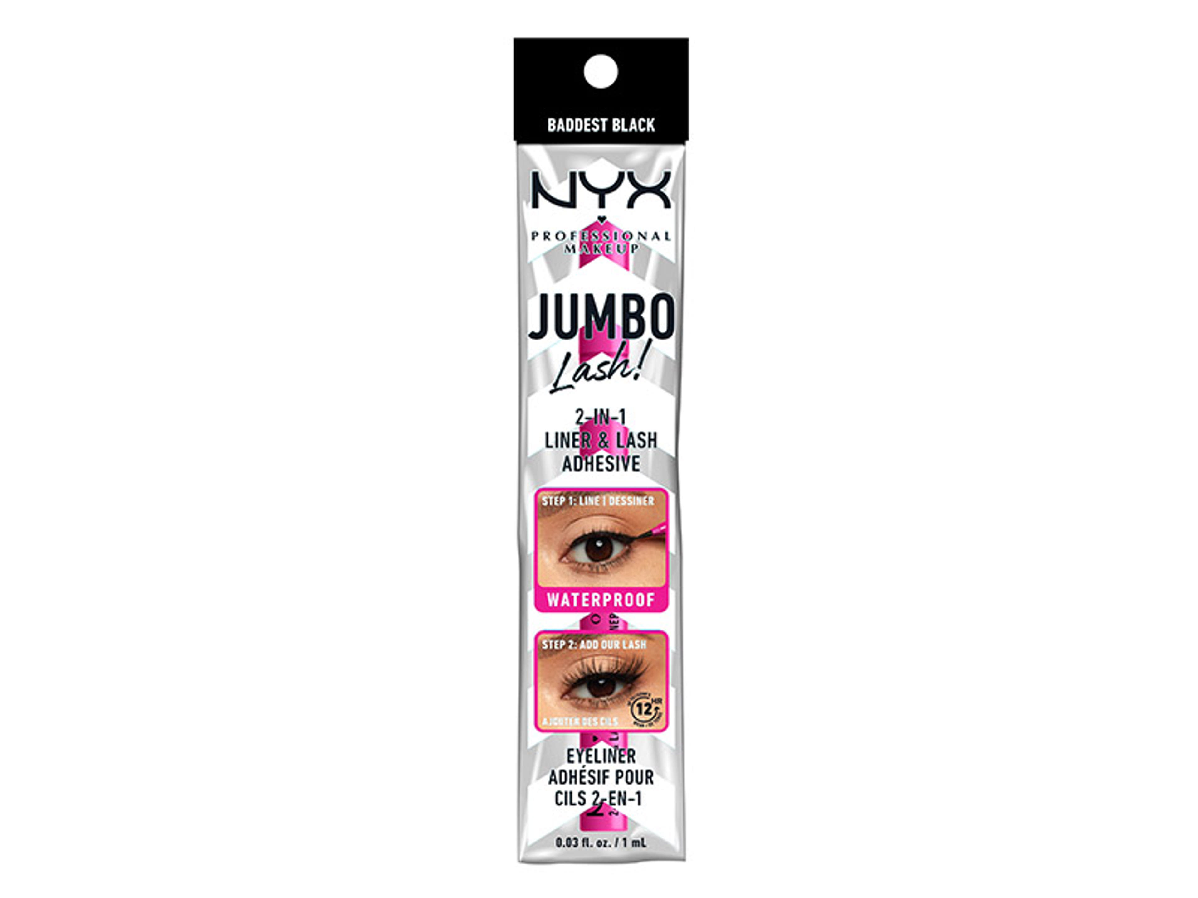 NYX Professional Makeup Jumbo Lash! 2In1 Liner And Lash Adhesive Baddest Black szemhéjtus - 1 db-6