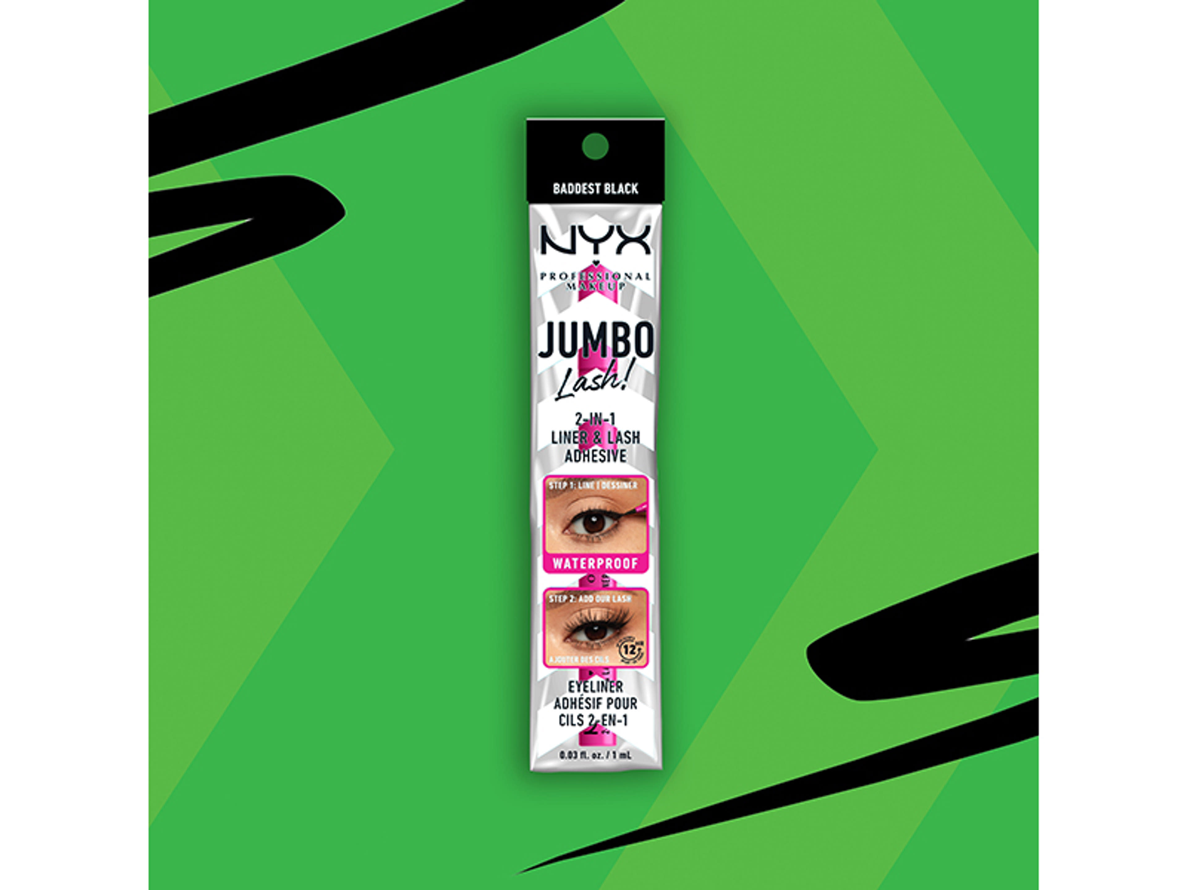 NYX Professional Makeup Jumbo Lash! 2In1 Liner And Lash Adhesive Baddest Black szemhéjtus - 1 db-7