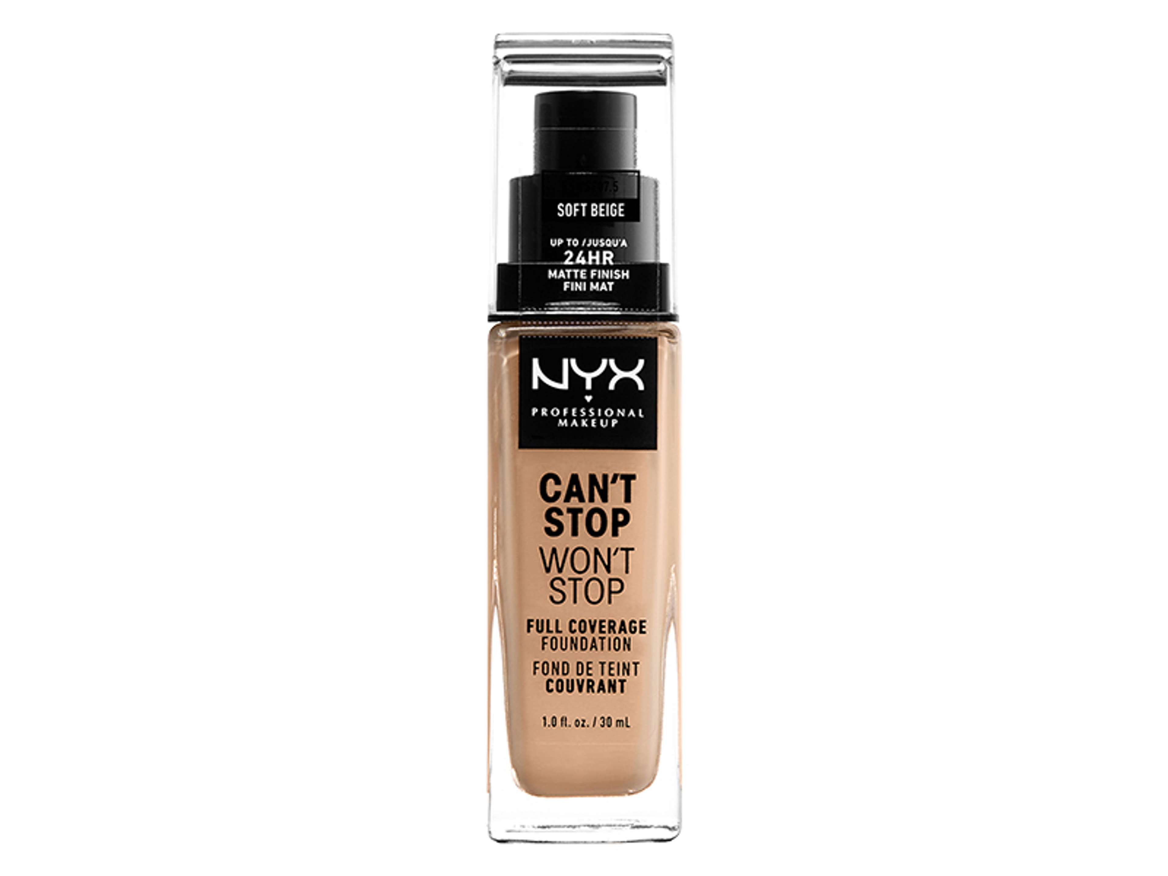 NYX Professional Makeup Can’t Stop Won’t Stop Foundation alapozó, Soft Beige - 1 db-1
