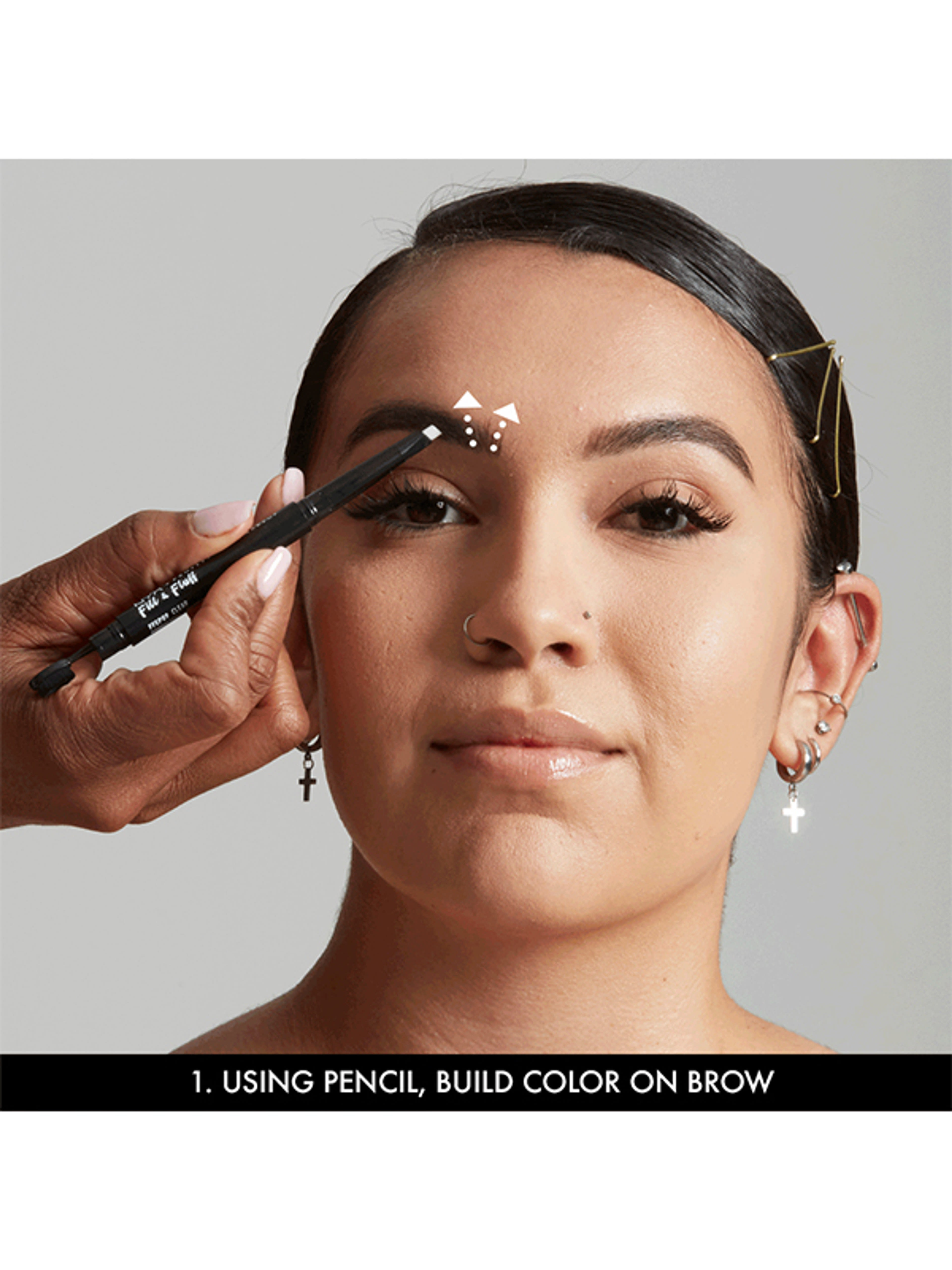 NYX Professional Makeup Fill & Fluff Eyebrow Pomade Pencil szemöldök ceruza /Fluff Clear - 1 db-6