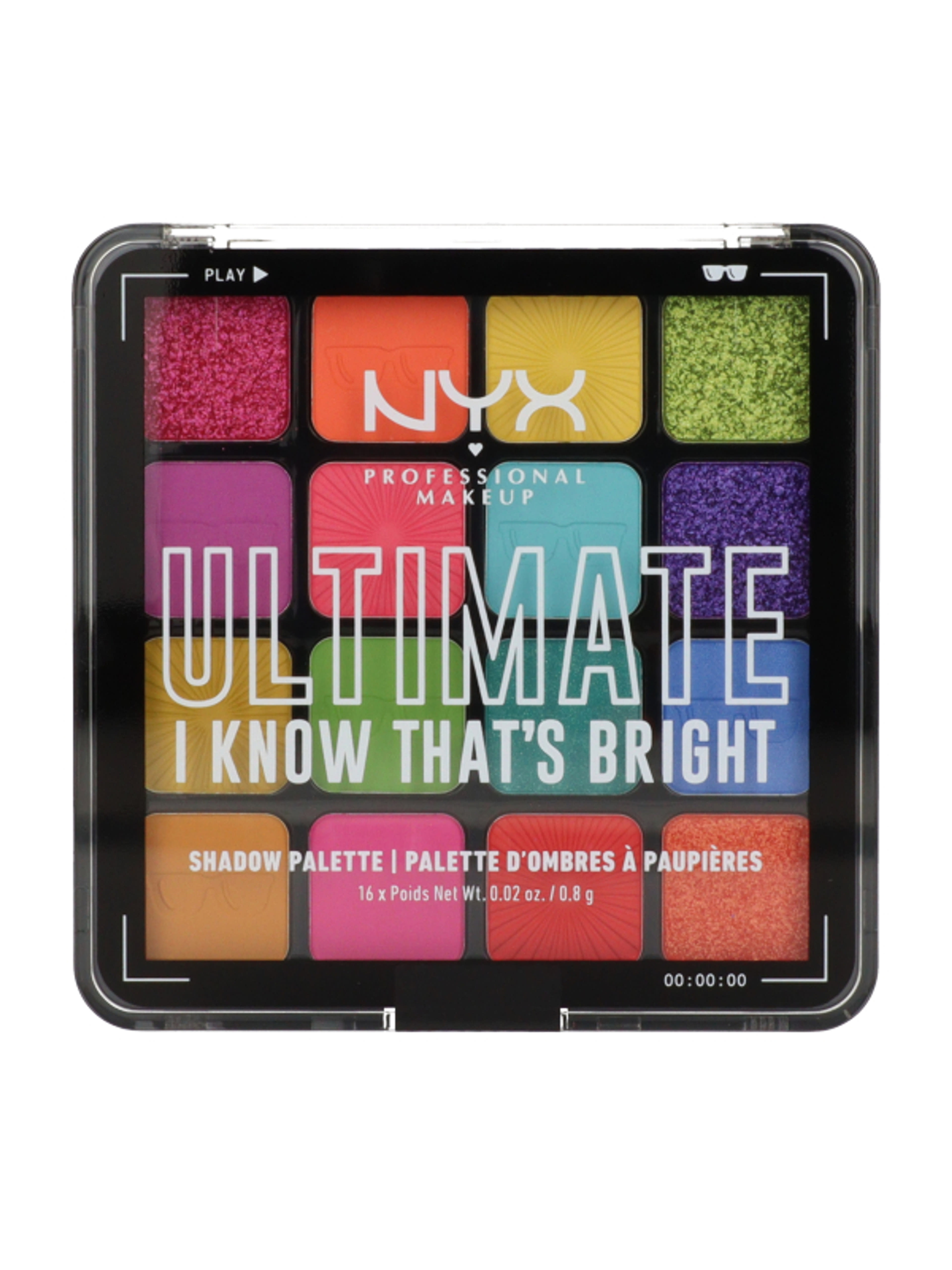 NYX Professional Makeup Ultimate szemhéjpúder paletta /i know thats bright - 1 db