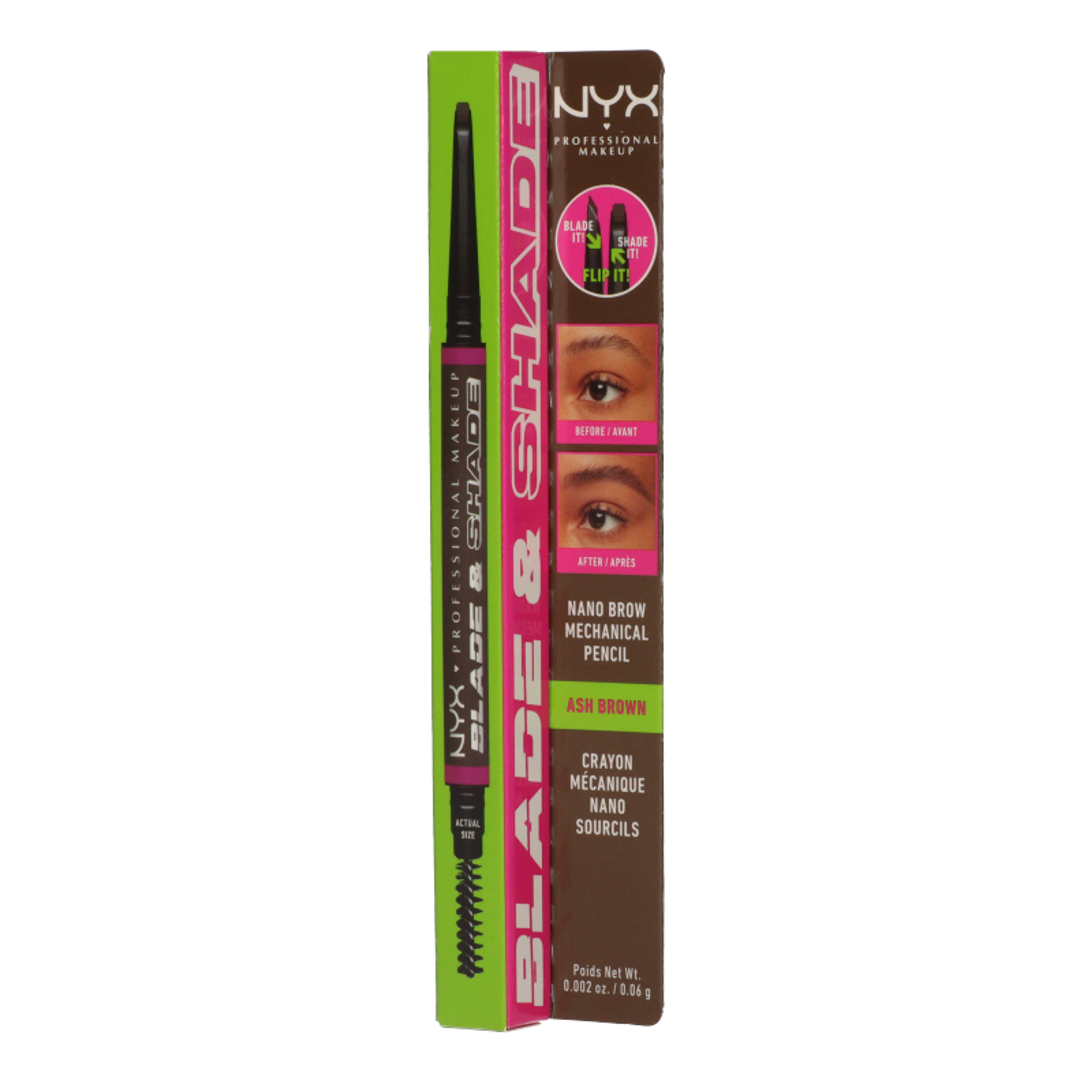 NYX Professional Makeup Blade&Shade szemöldökceruza duo /Ash Brown - 1 db-2