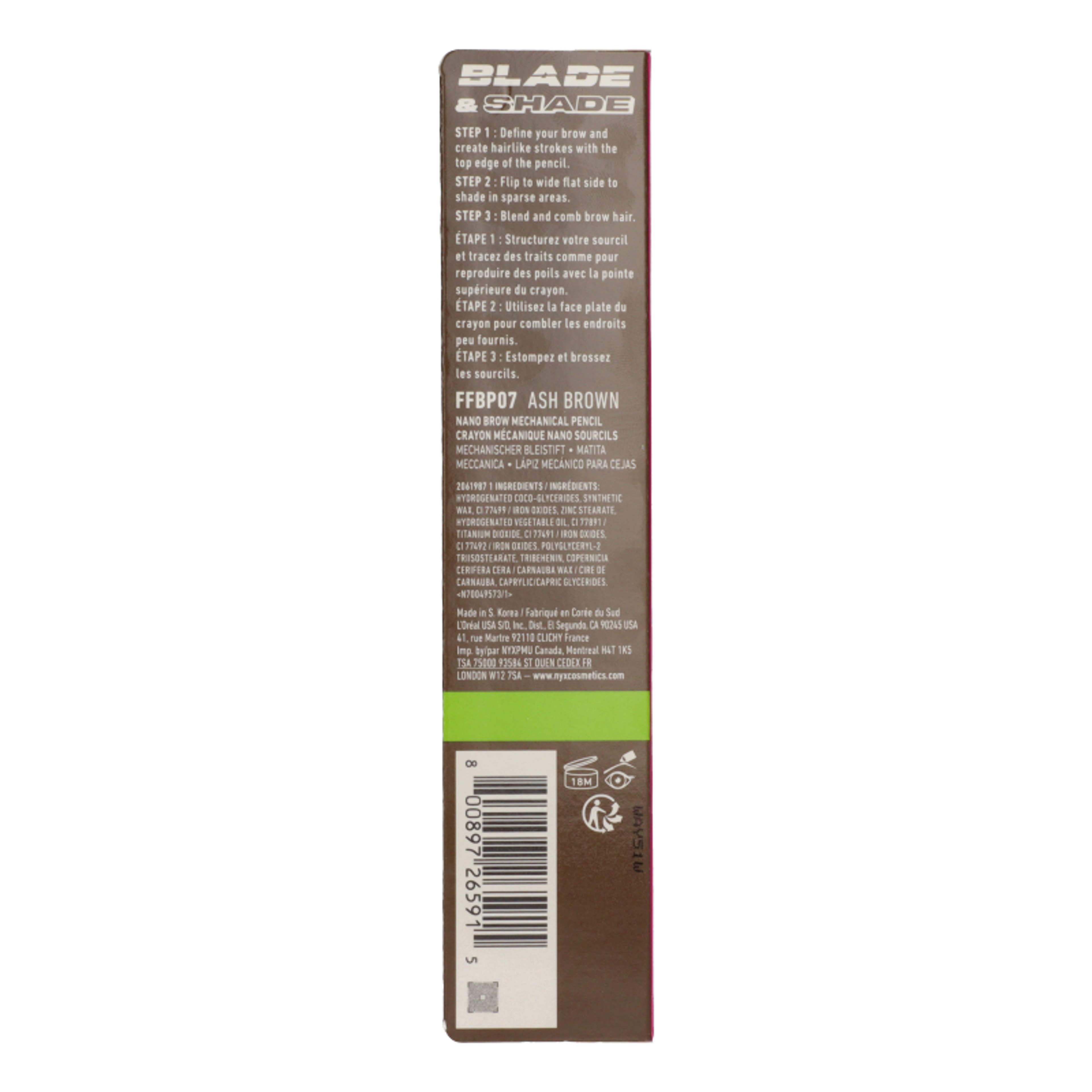 NYX Professional Makeup Blade&Shade szemöldökceruza duo /Ash Brown - 1 db-3