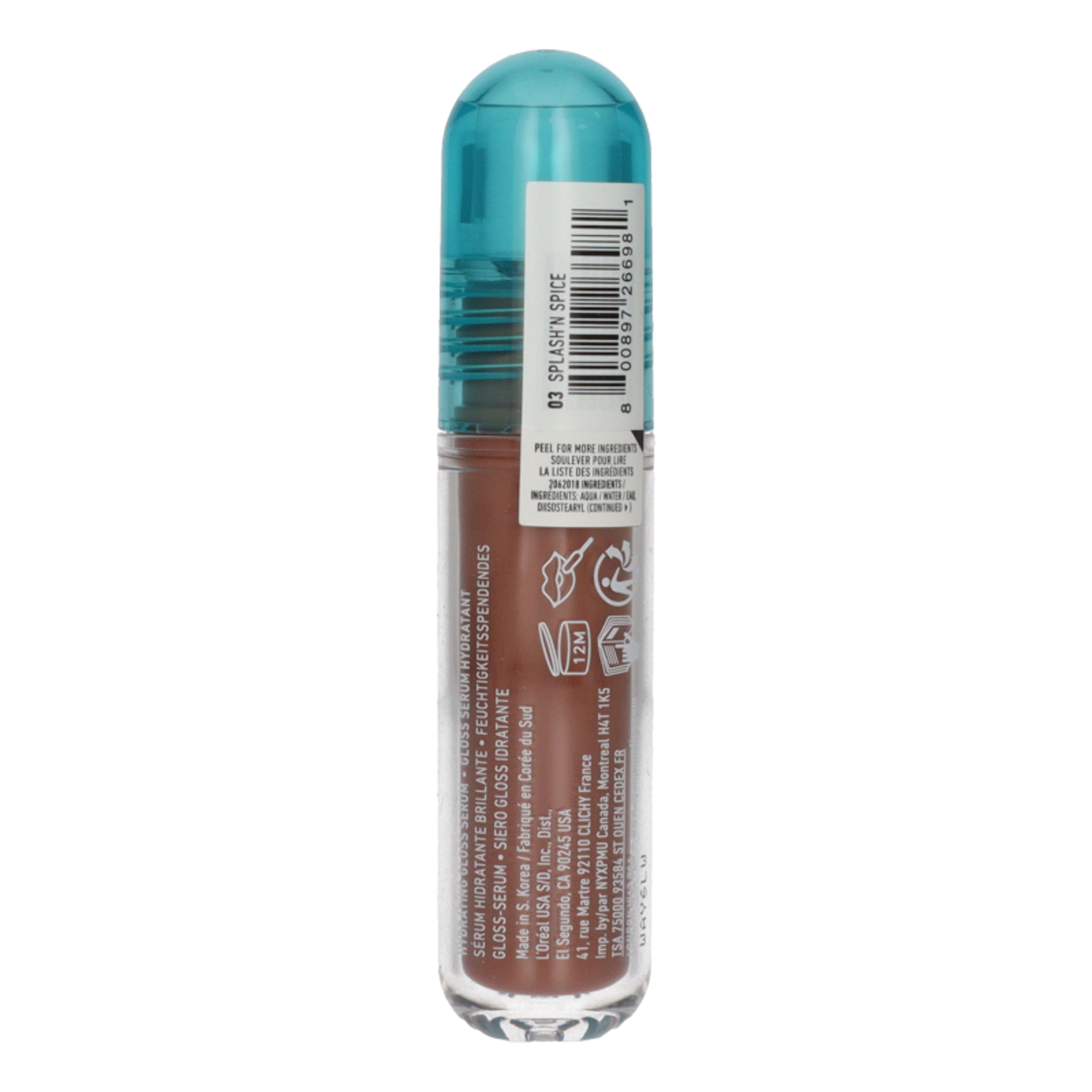NYX Professional Makeup I.V Hydrating Lip Gloss Statin ajakfény /Splash N Spice - 1 db-2