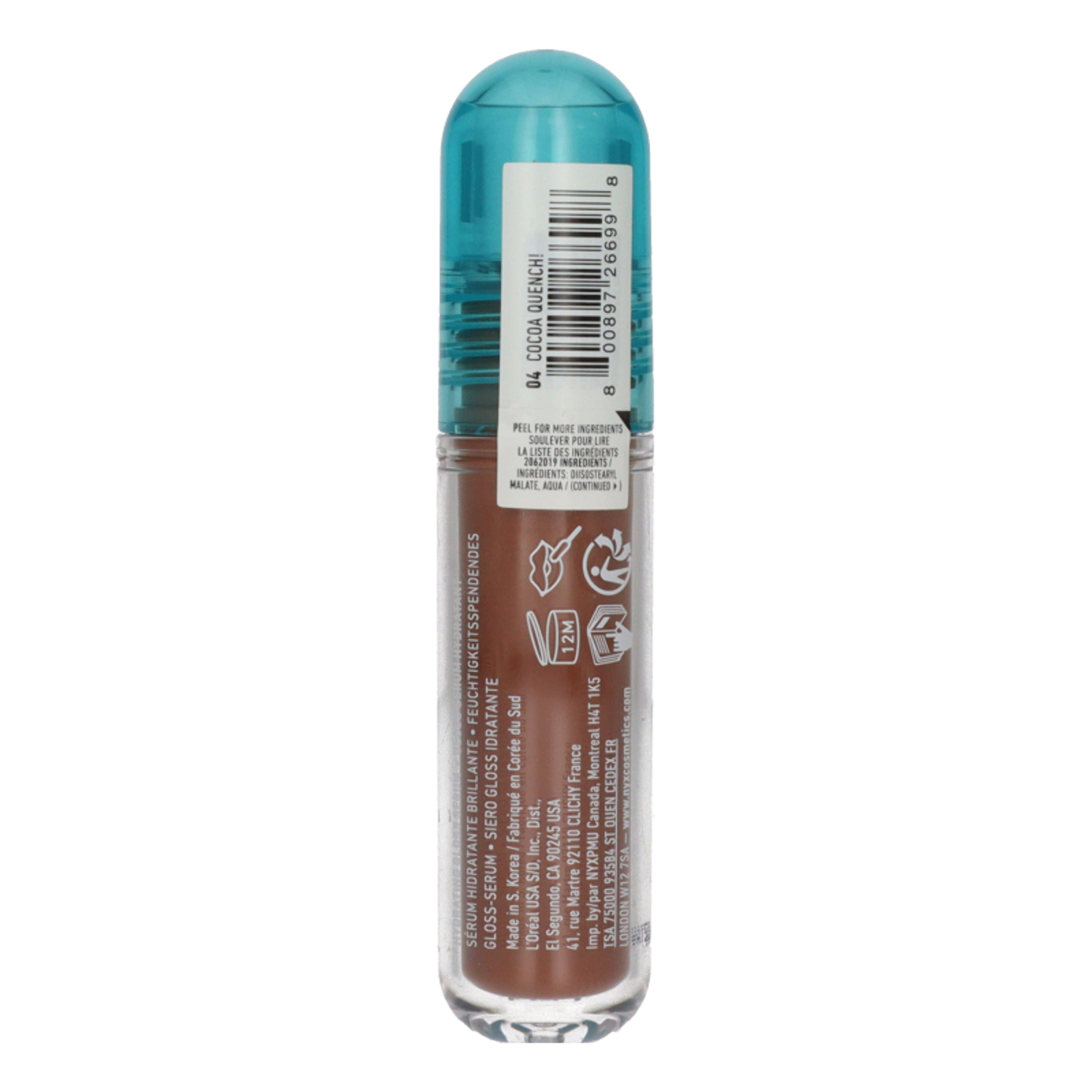 NYX Professional Makeup I.V Hydrating Lip Gloss Statin ajakfény /Cocoa Quench! - 1 db-2