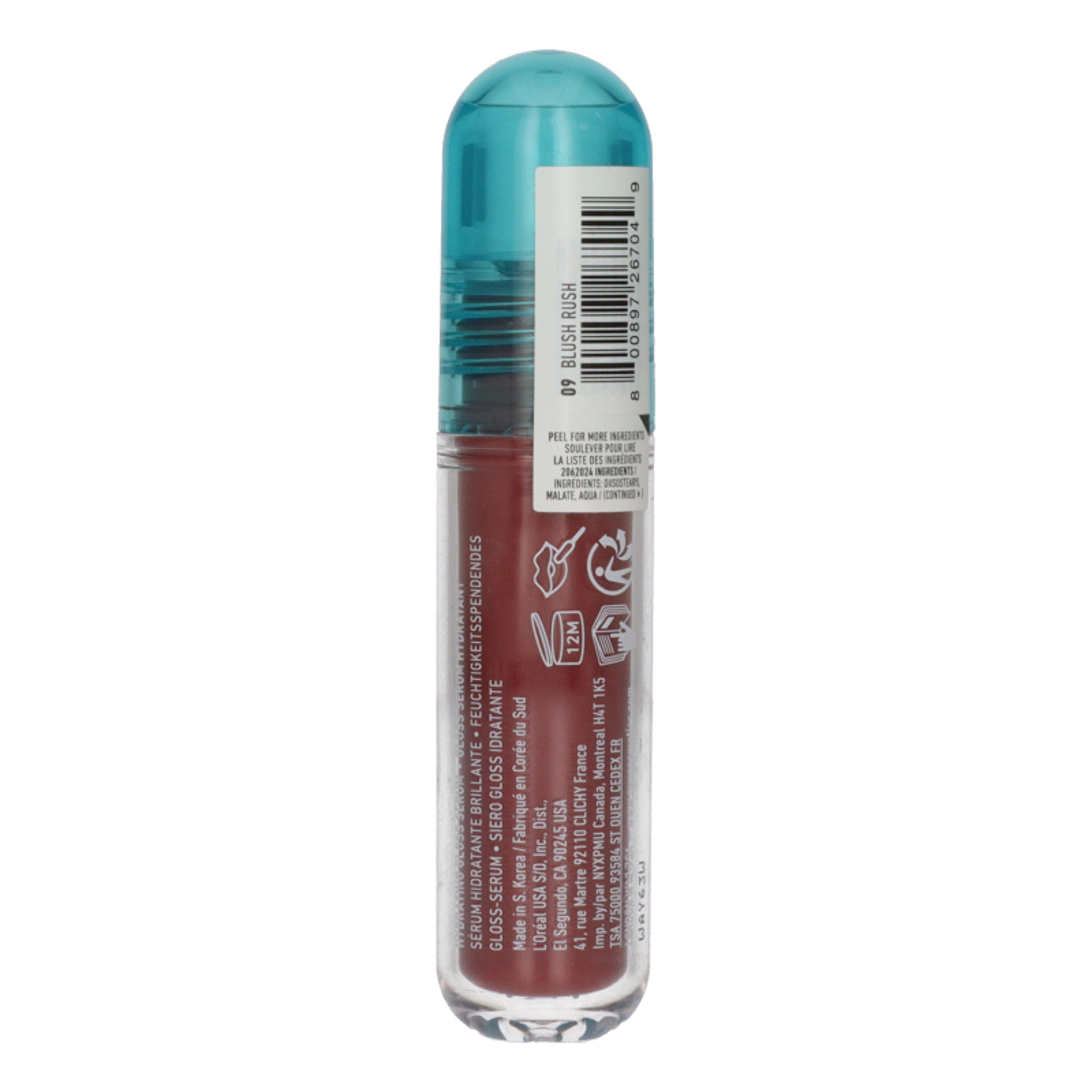 NYX Professional Makeup I.V Hydrating Lip Gloss Statin ajakfény /Blush Rush  - 1 db-2