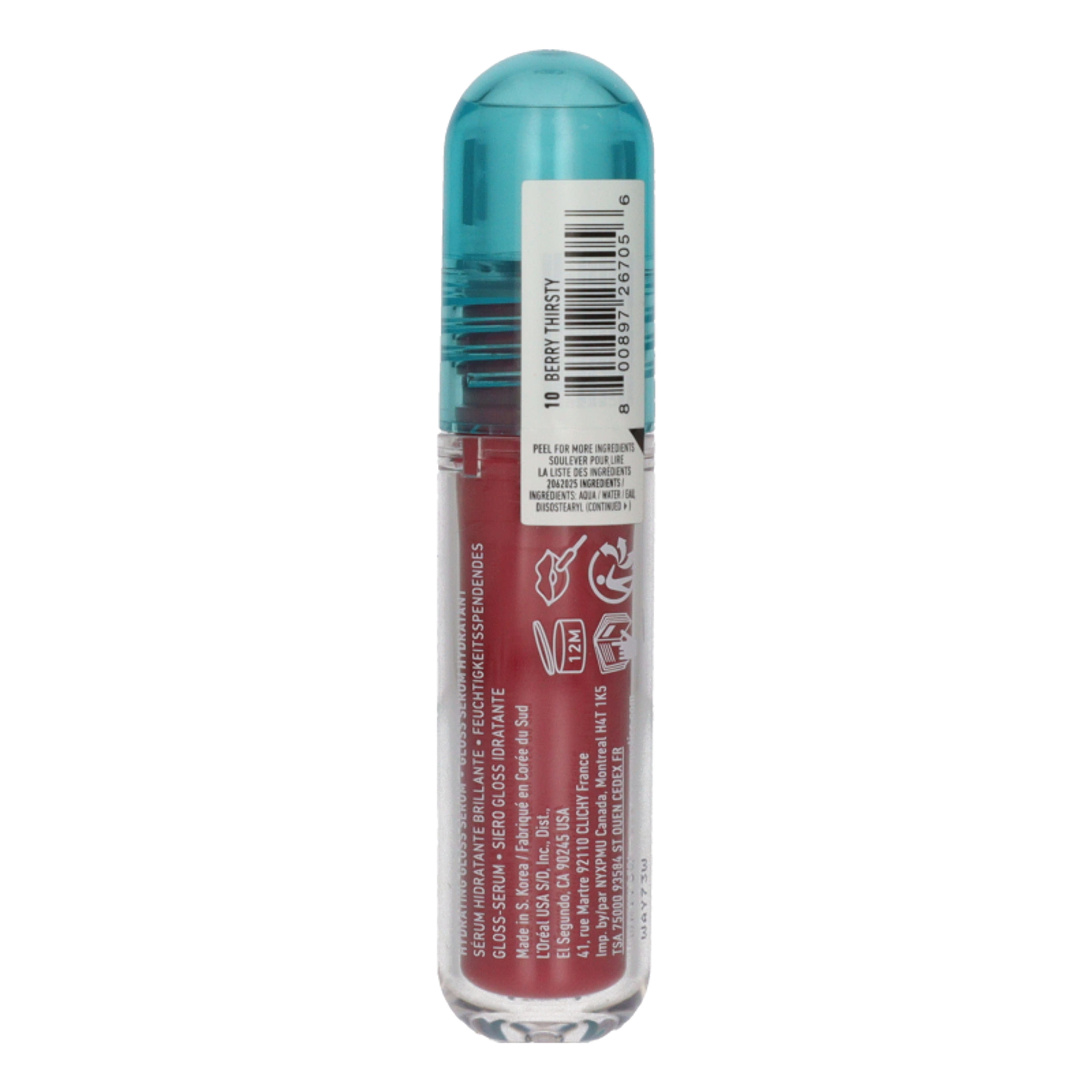 NYX Professional Makeup I.V Hydrating Lip Gloss Statin ajakfény /Berry Thirsty  - 1 db-2