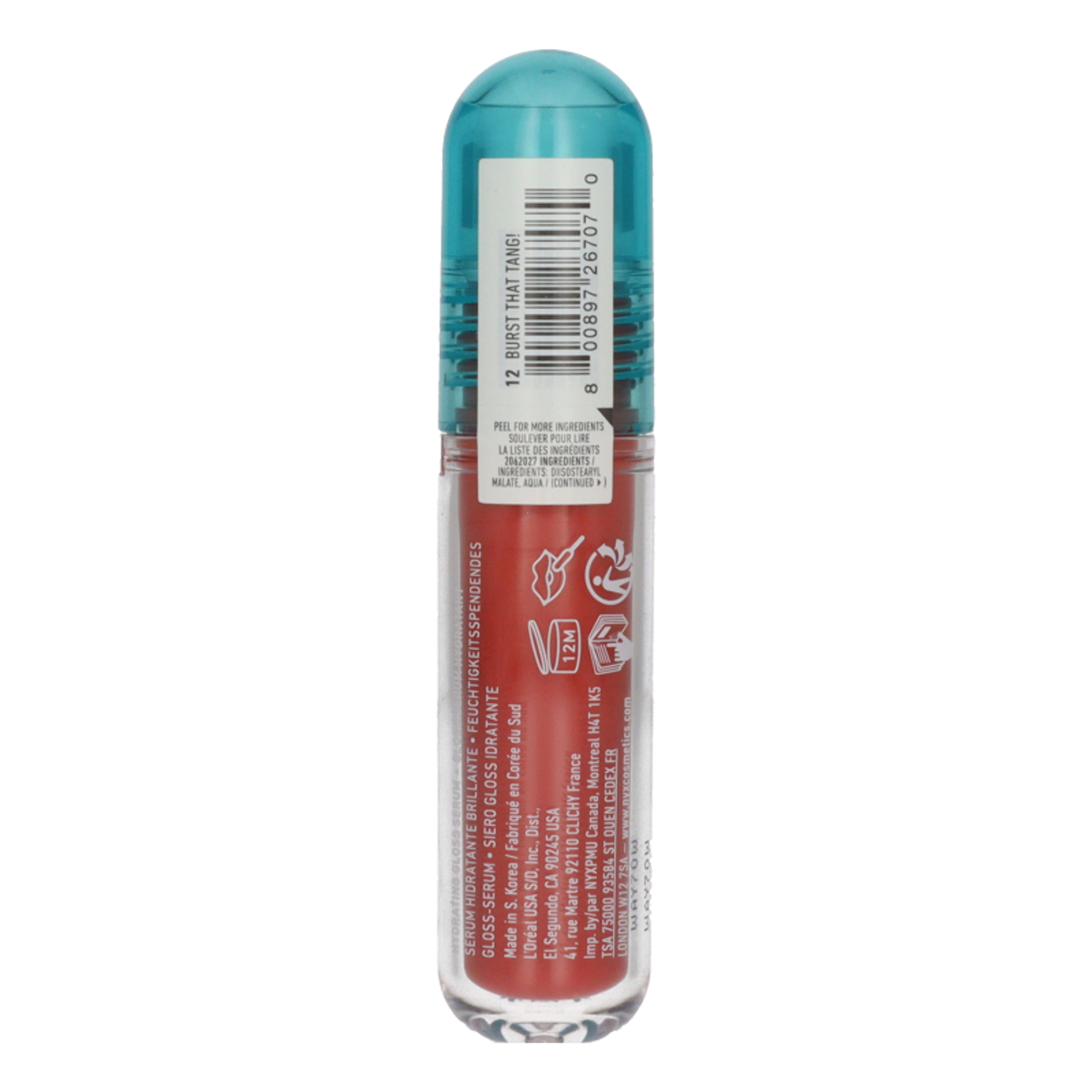 NYX Professional Makeup I.V Hydrating Lip Gloss Statin ajakfény /Burst That Tang!  - 1 db-2