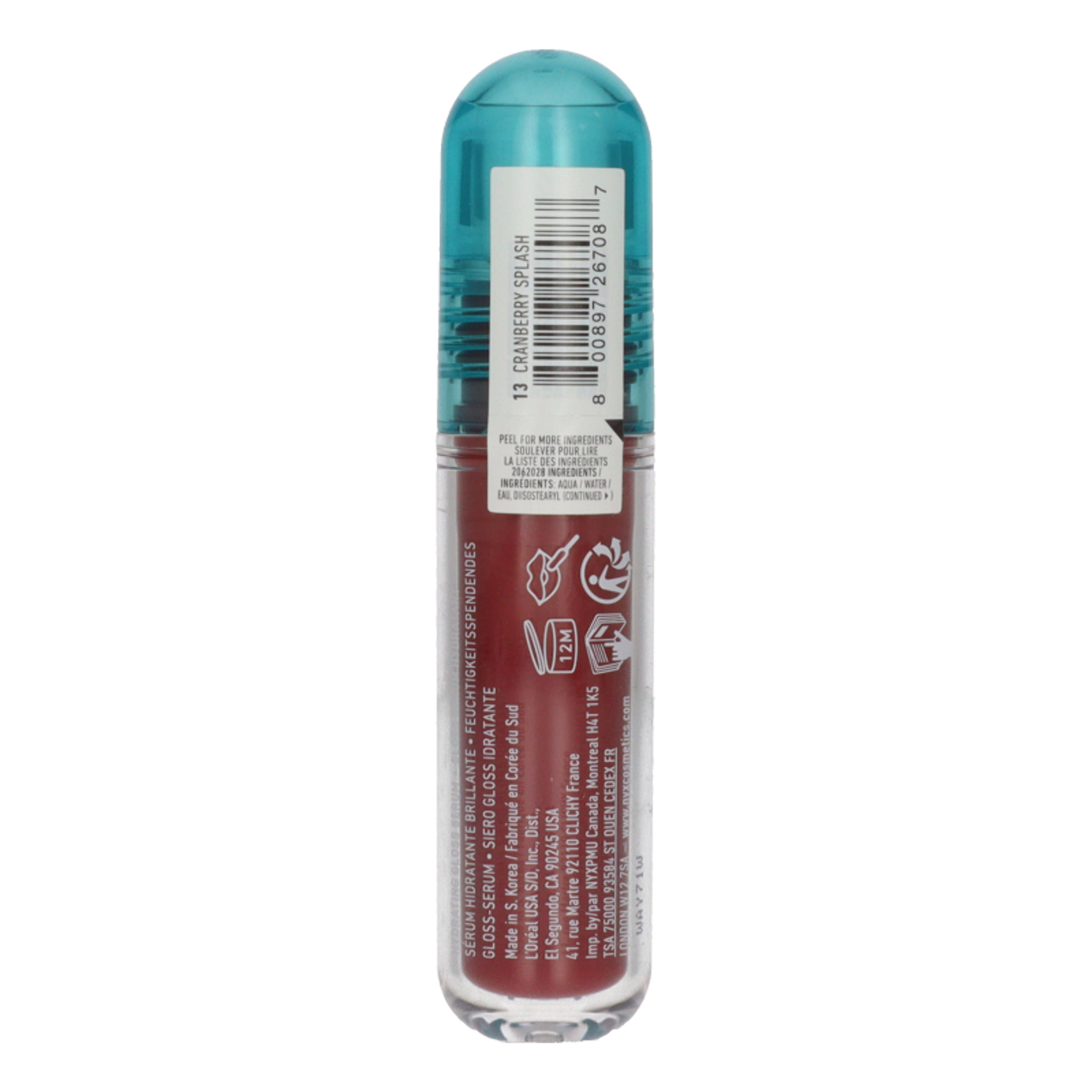NYX Professional Makeup I.V Hydrating Lip Gloss Statin ajakfény /Cranberry Splash  - 1 db-2