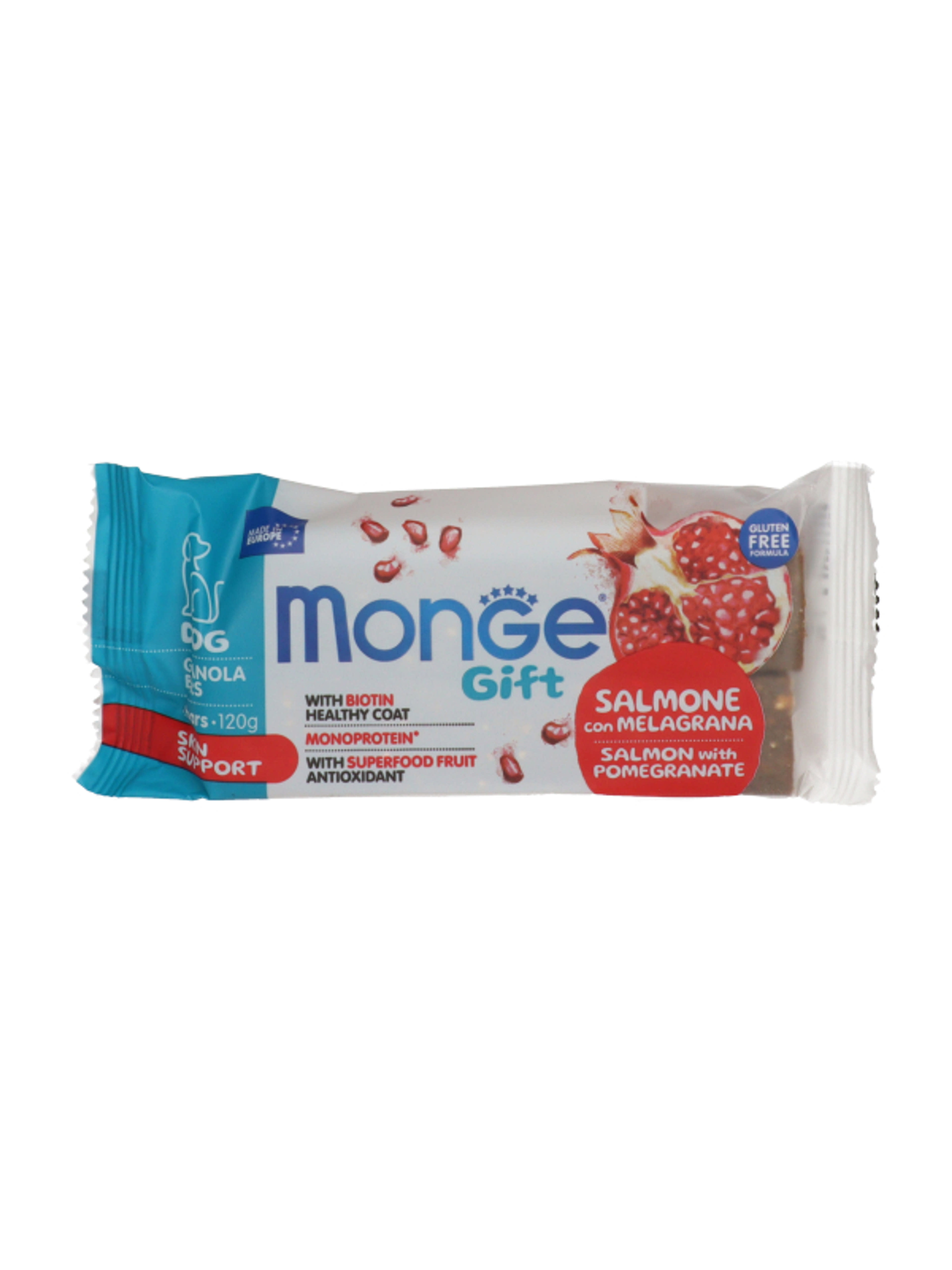 Monge Fruit Bar Skin Support jutalomfalat kutyáknak lazaccal és gránátalmával - 120 g