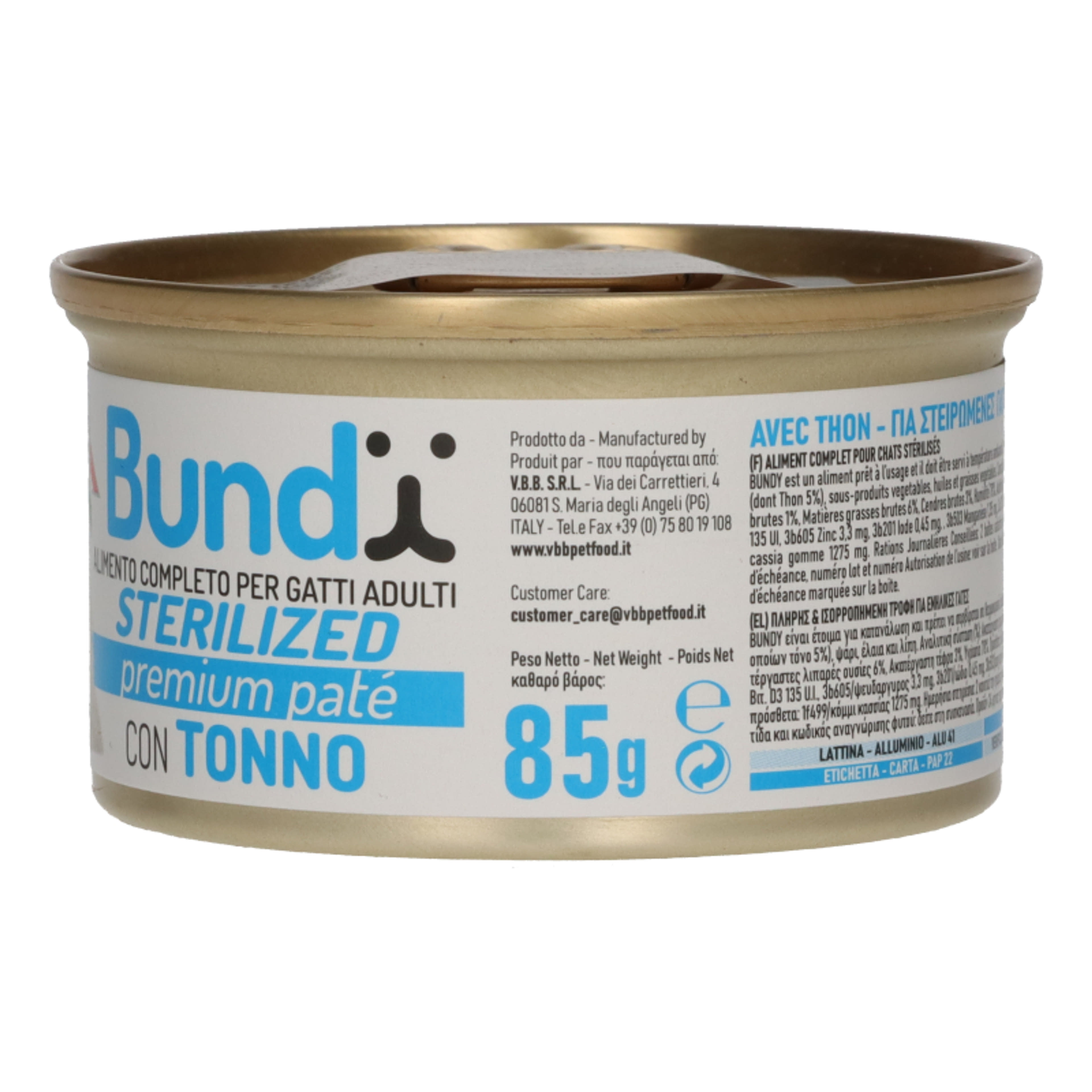 Bundy teljes értékű steril macska konzerv tonhallal - 85 g-2
