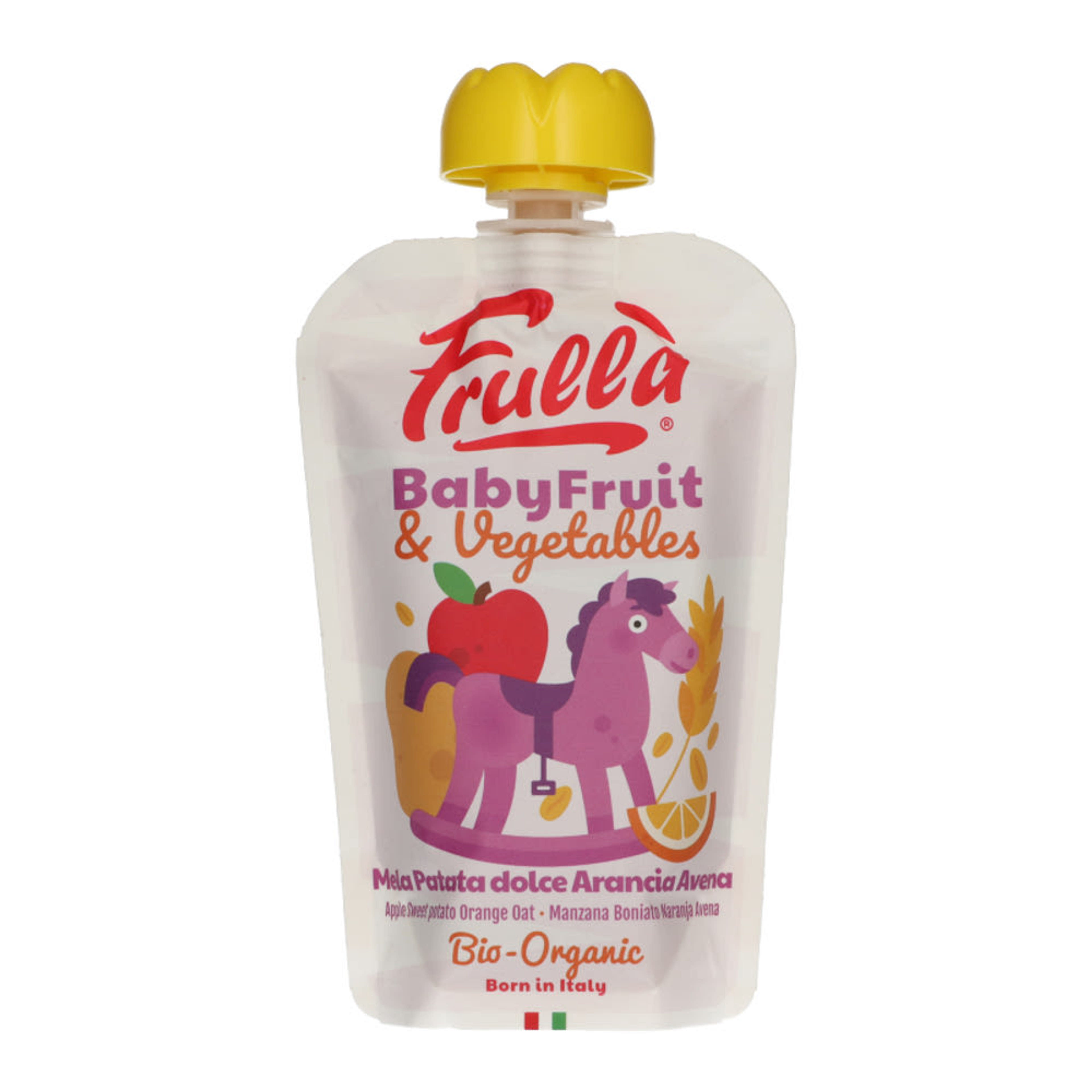 Frulla Bio gyümölcspüré alma - édesburgonya - narancslé - zabkása 6 hónapos kortól - 100 g