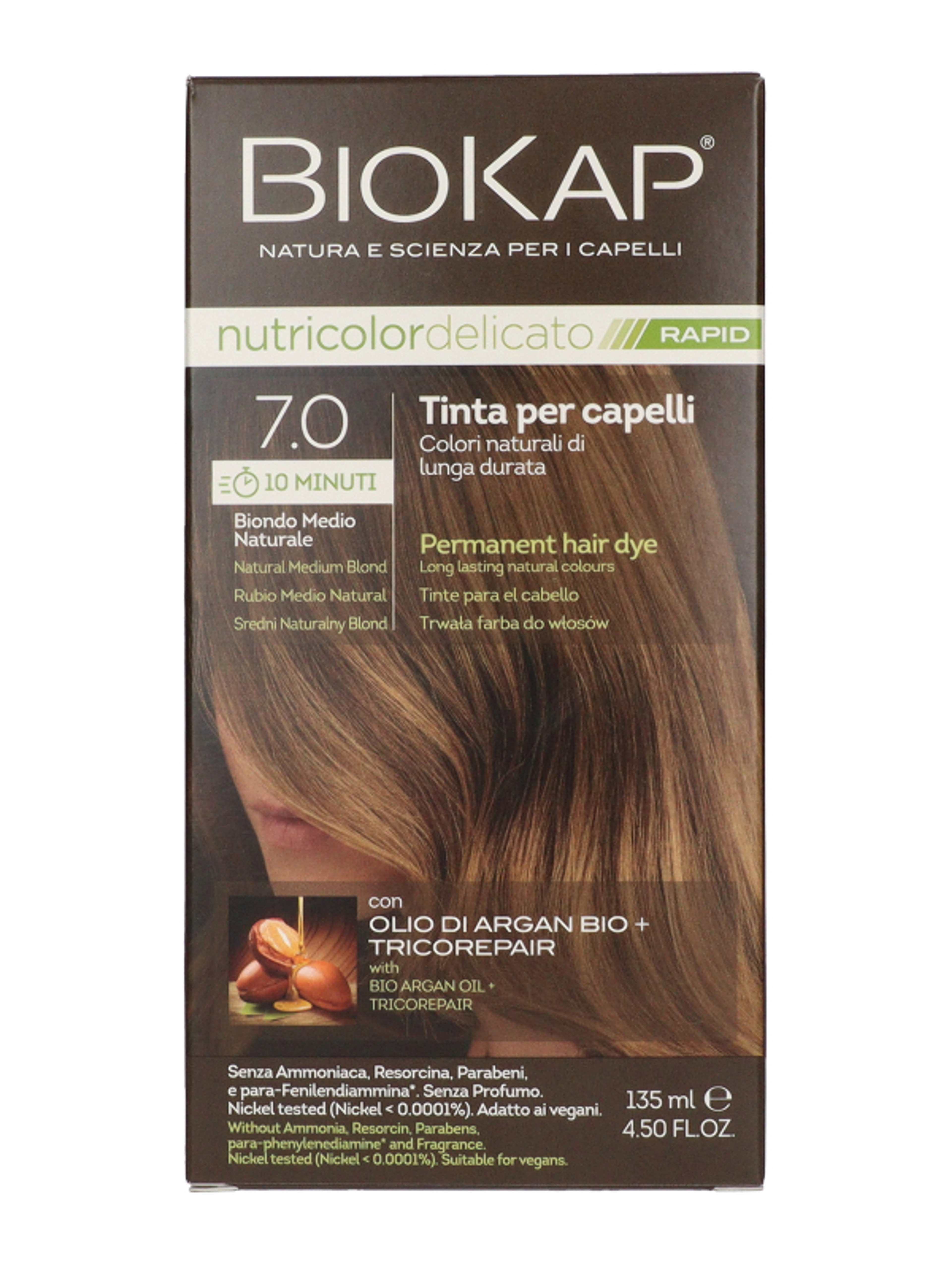 Biokap Nutricolor Rapid tartós hajfesték /7.0 Natural Medium Blond - 1 db
