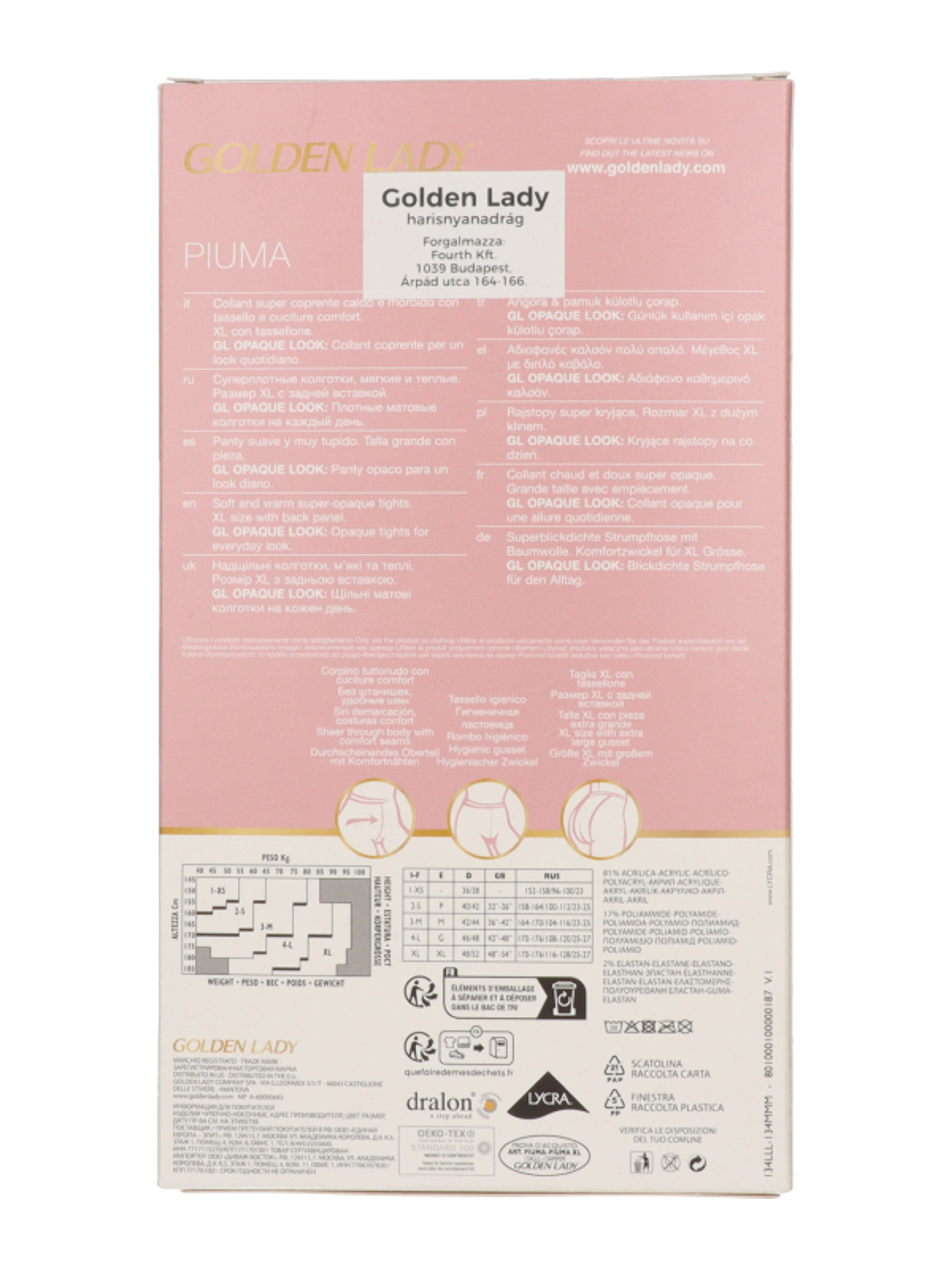 Golden Lady Piuma harisnya /fekete L-es - 1 db-3