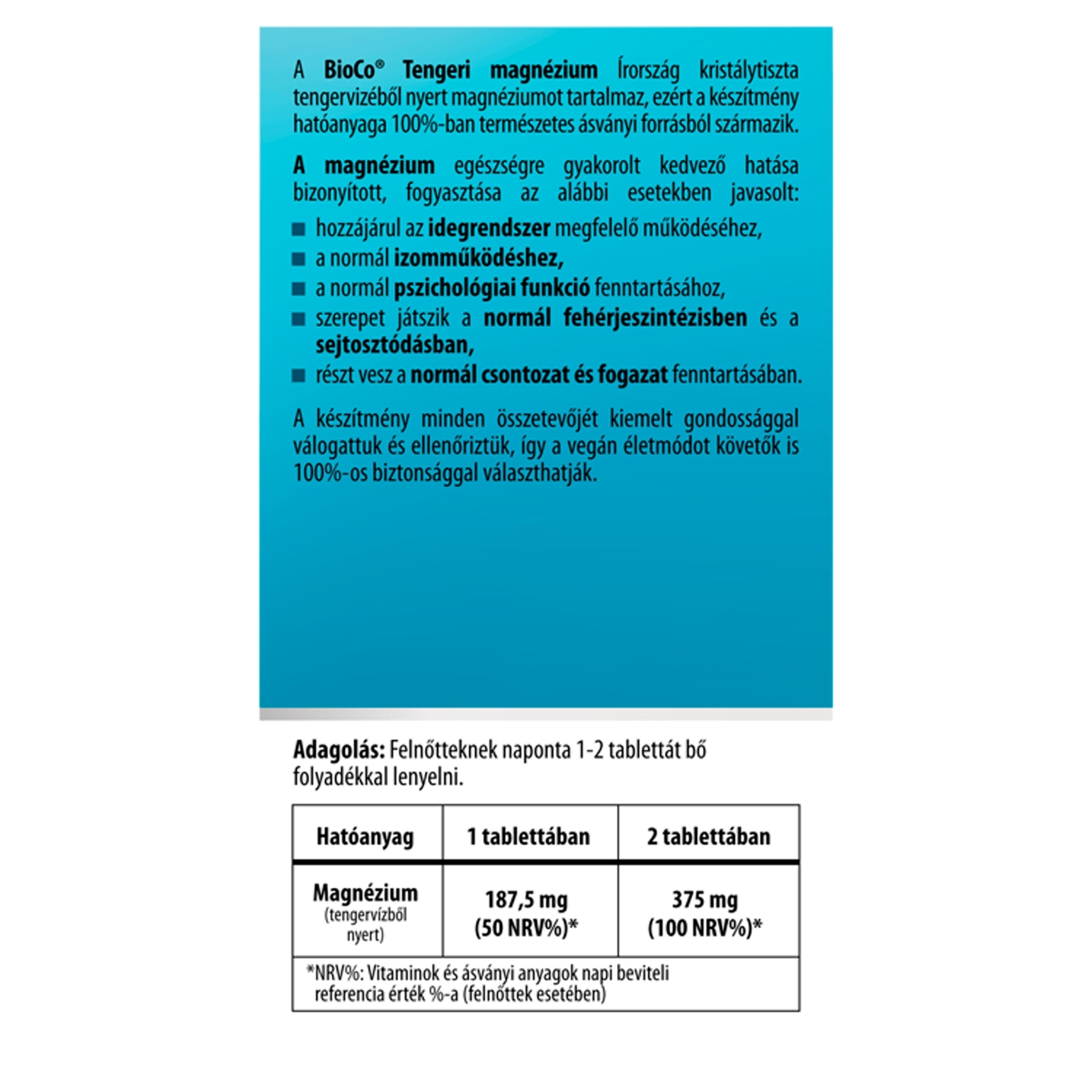 BioCo tengeri magnézium étrend-kiegészítő tabletta - 90 db-3