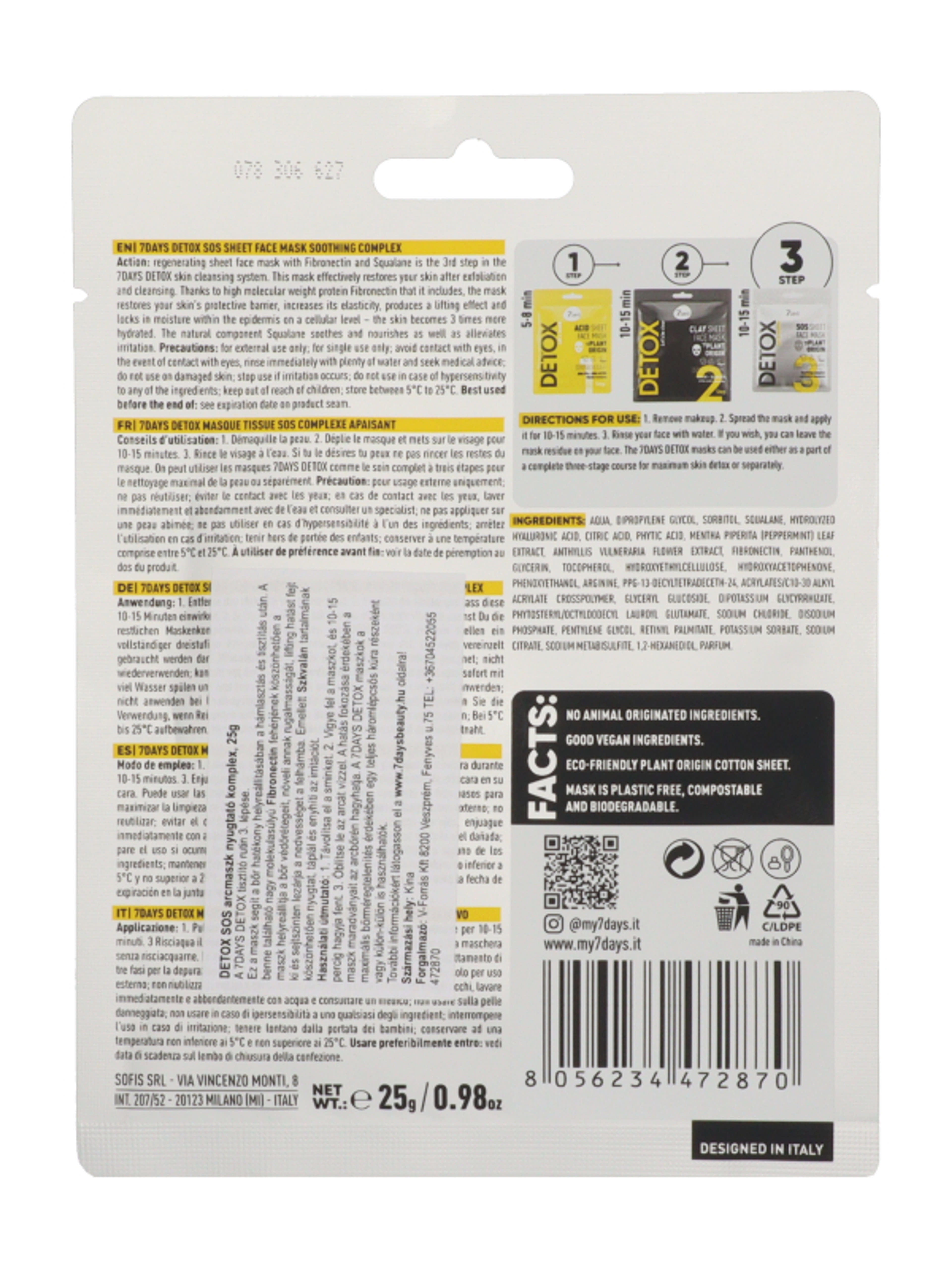 7Days Detox SOS nyugtató arcmaszk - 25 g-2