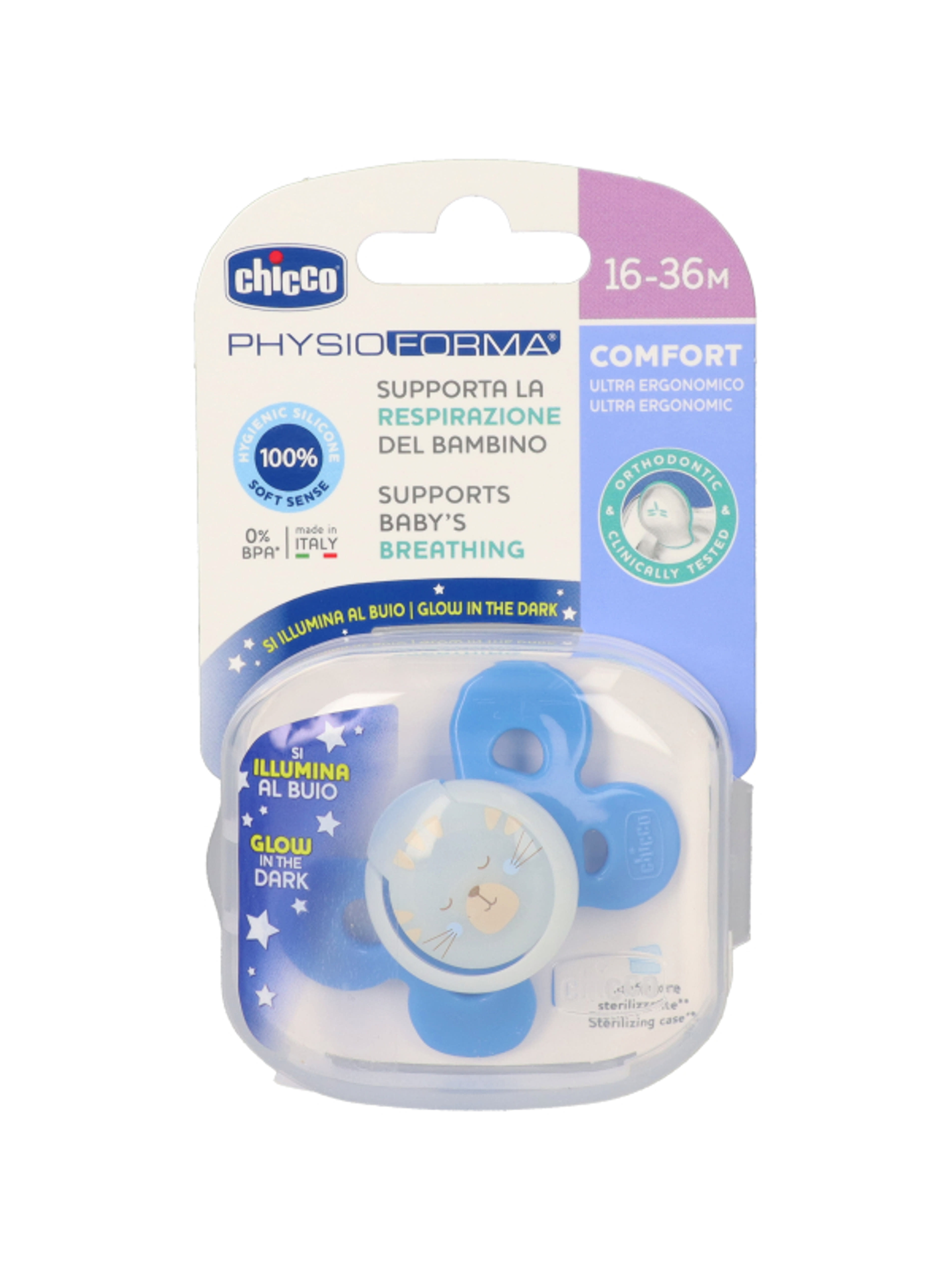 Chicco Physio Comfort szilikon cumi 16-36 hónapos kortól, kék - 1 db-1