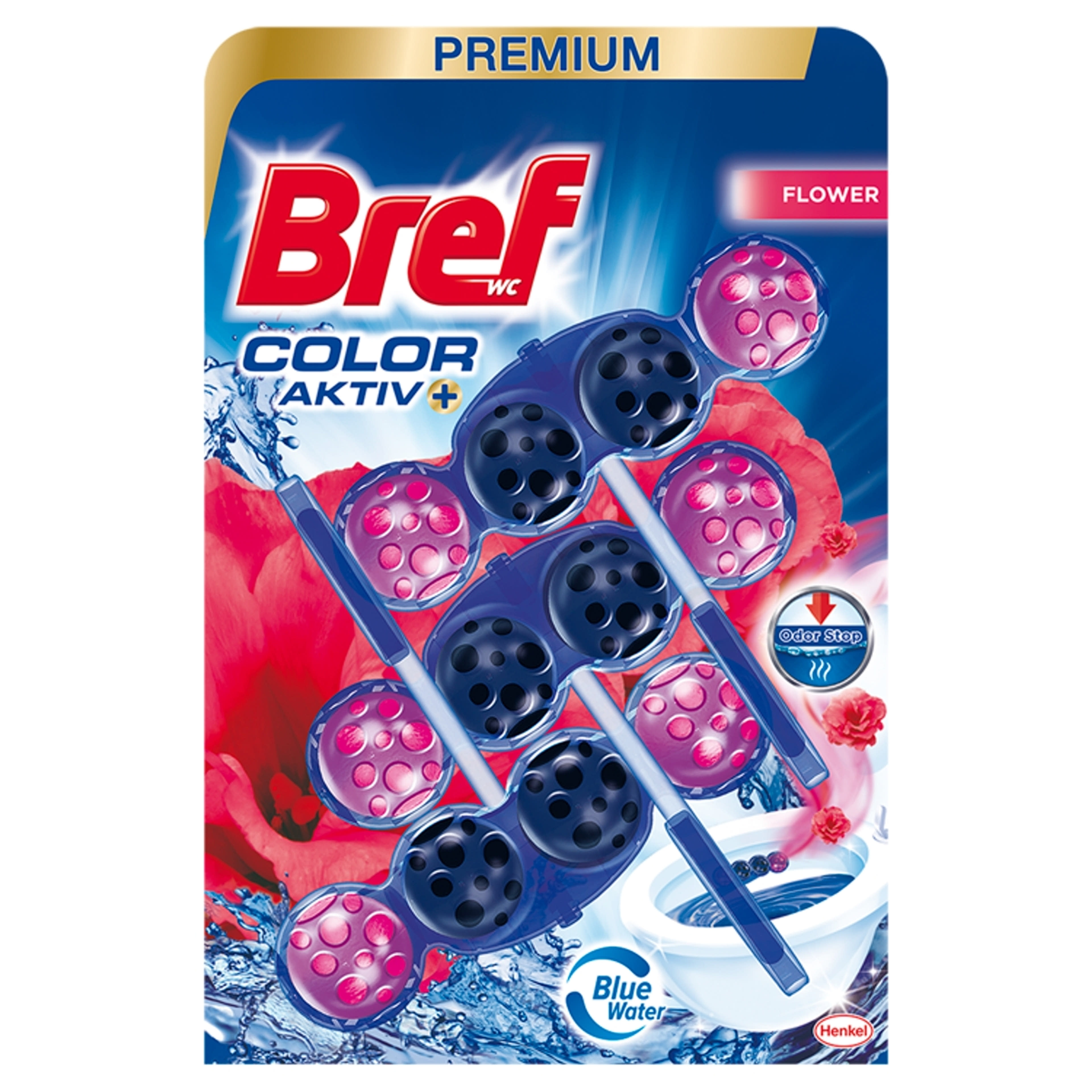 Bref Color Aktív Flower WC illatosító (3x50 g) - 150 g