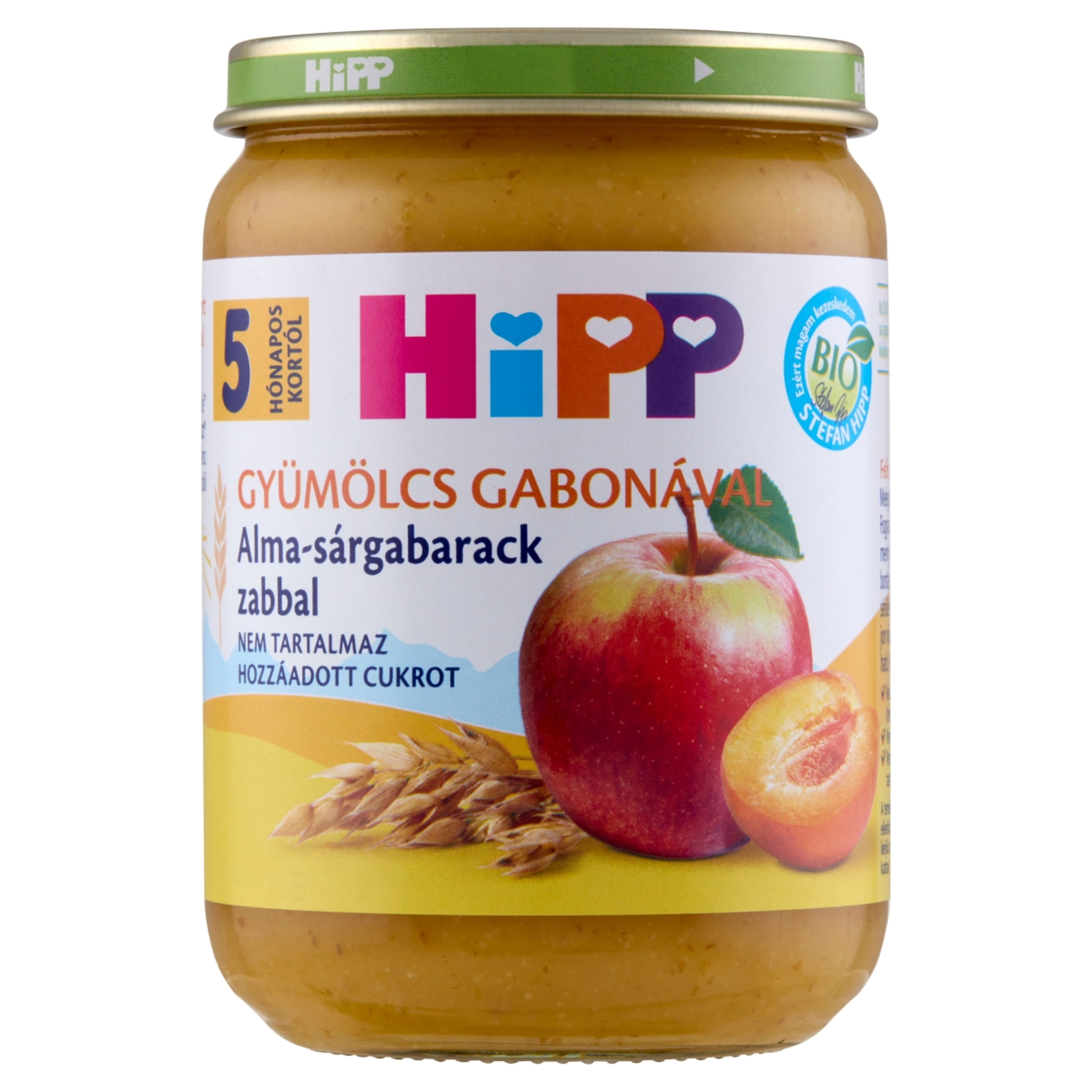 Hipp bio 5 hónapos kortól alma-sárgabarack zabbal - 190 g-1