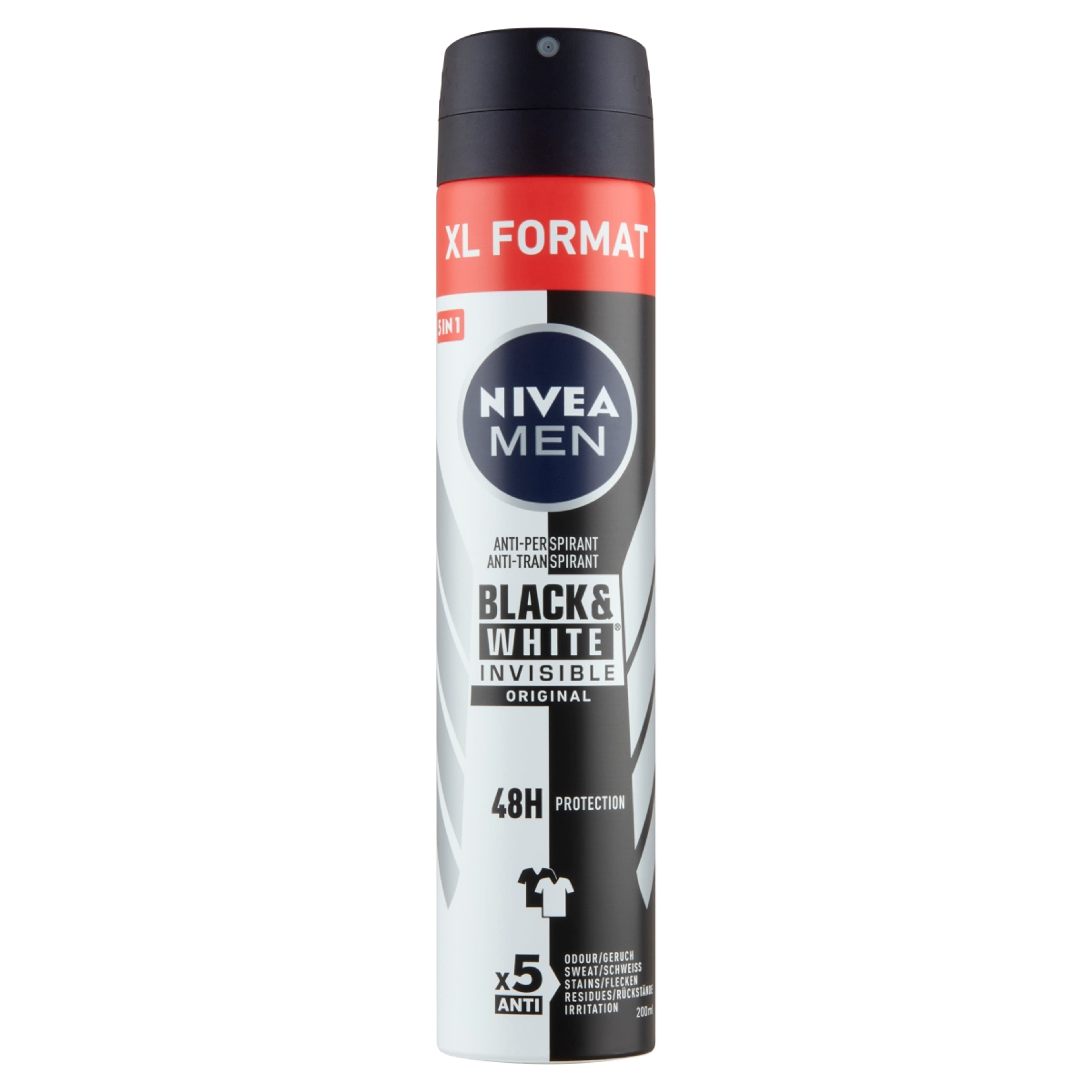 Nivea Men Black & White Invisible Original izzadásgátló dezodor - 200 ml