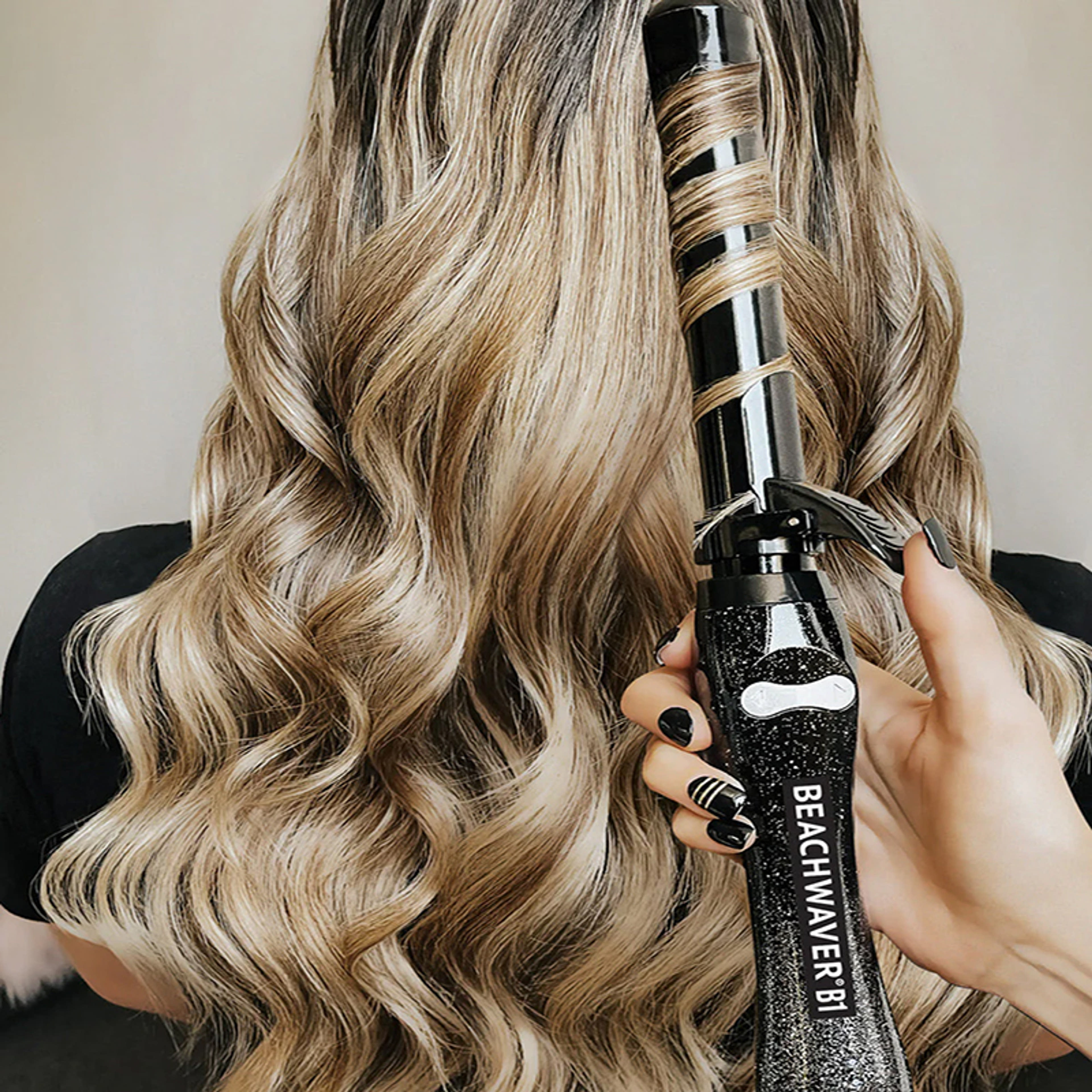 Beachwaver Black Glitter hajsütővas - 1 db-4